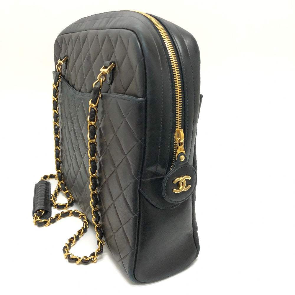 CHANEL Shoulder Bag leather black WChain Matrasse quilting Women  