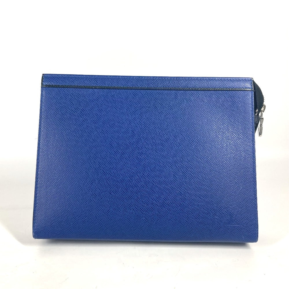 Louis Vuitton M30575 Taiga Pochette Voyager Leather Blue Clutch Bag