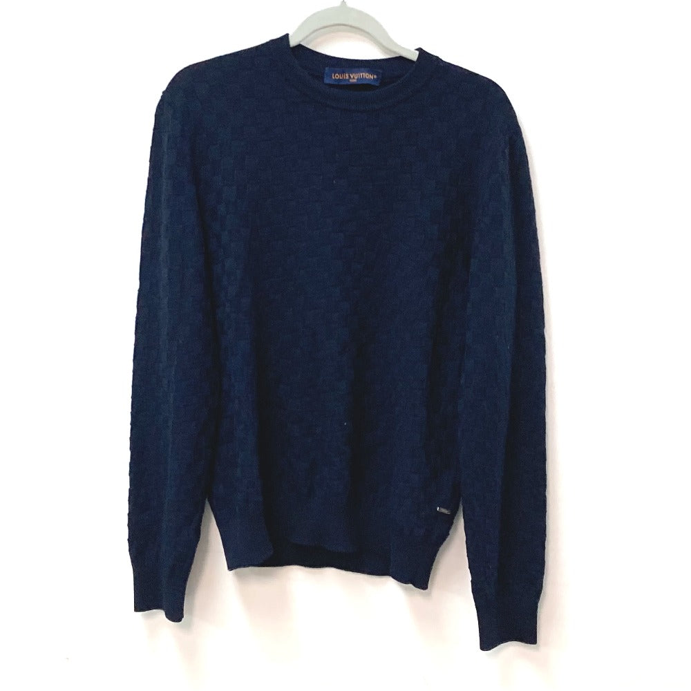 Louis Vuitton sweater Damier knit M Wool Navy Apparel