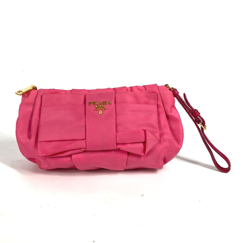 Clutch Bag With Strap Ribbon Ribon Women Nylon Pink