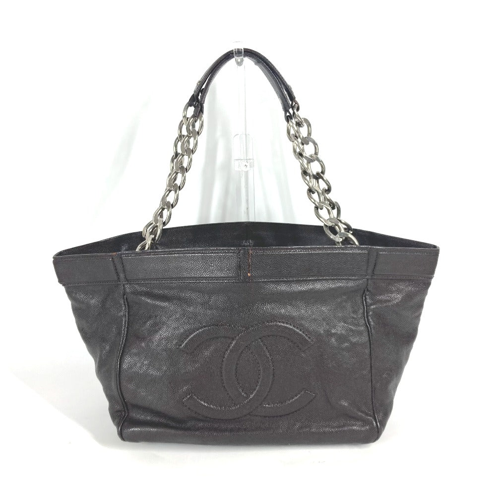 CHANEL Shoulder Bag Caviar skin Brown WChain CC COCO Mark DecaCoco