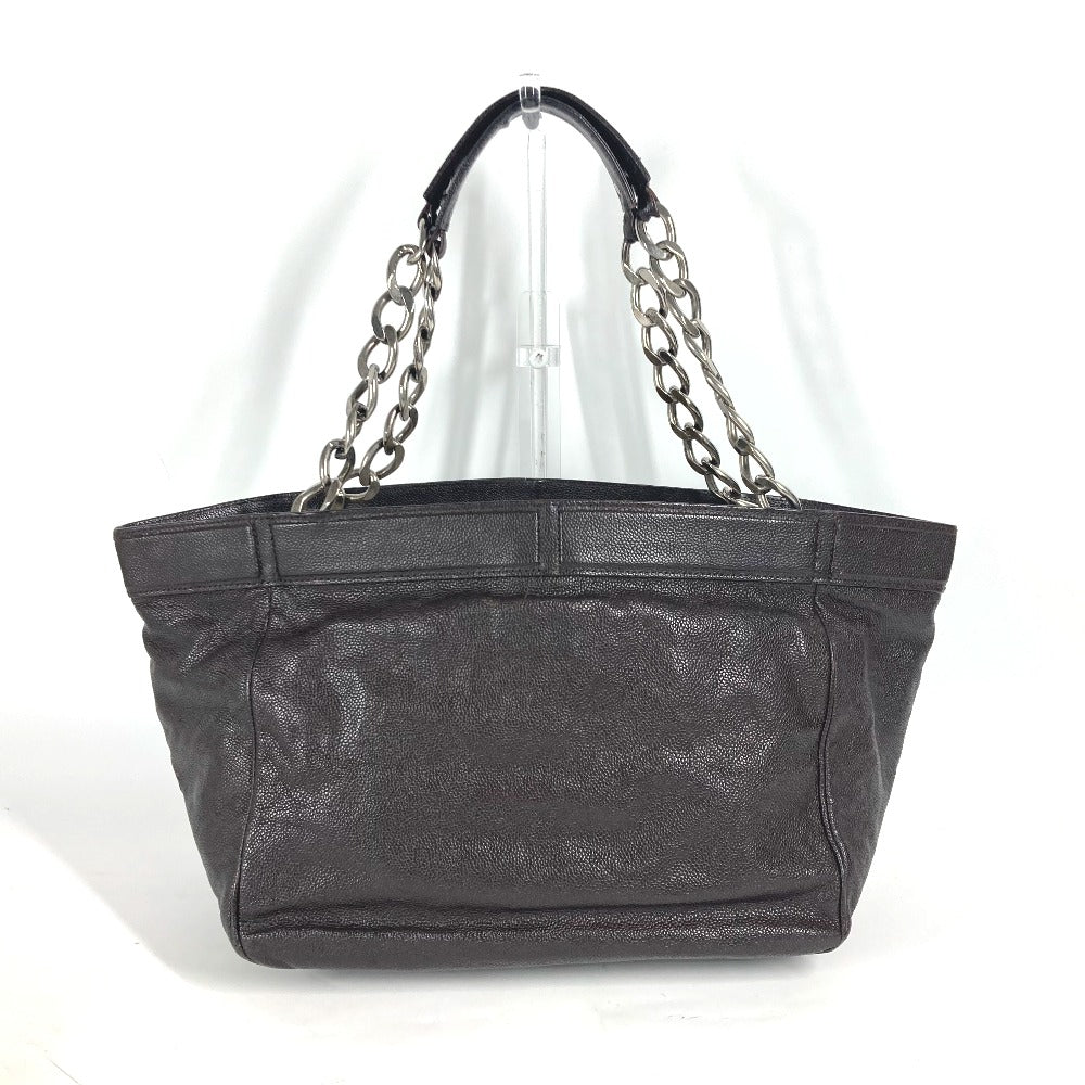 CHANEL Shoulder Bag Caviar skin Brown WChain CC COCO Mark DecaCoco