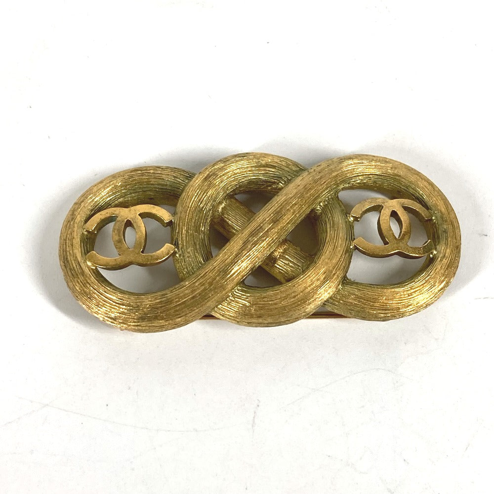 CHANEL Brooch metal gold 95C   CC COCO Mark Double Women New
