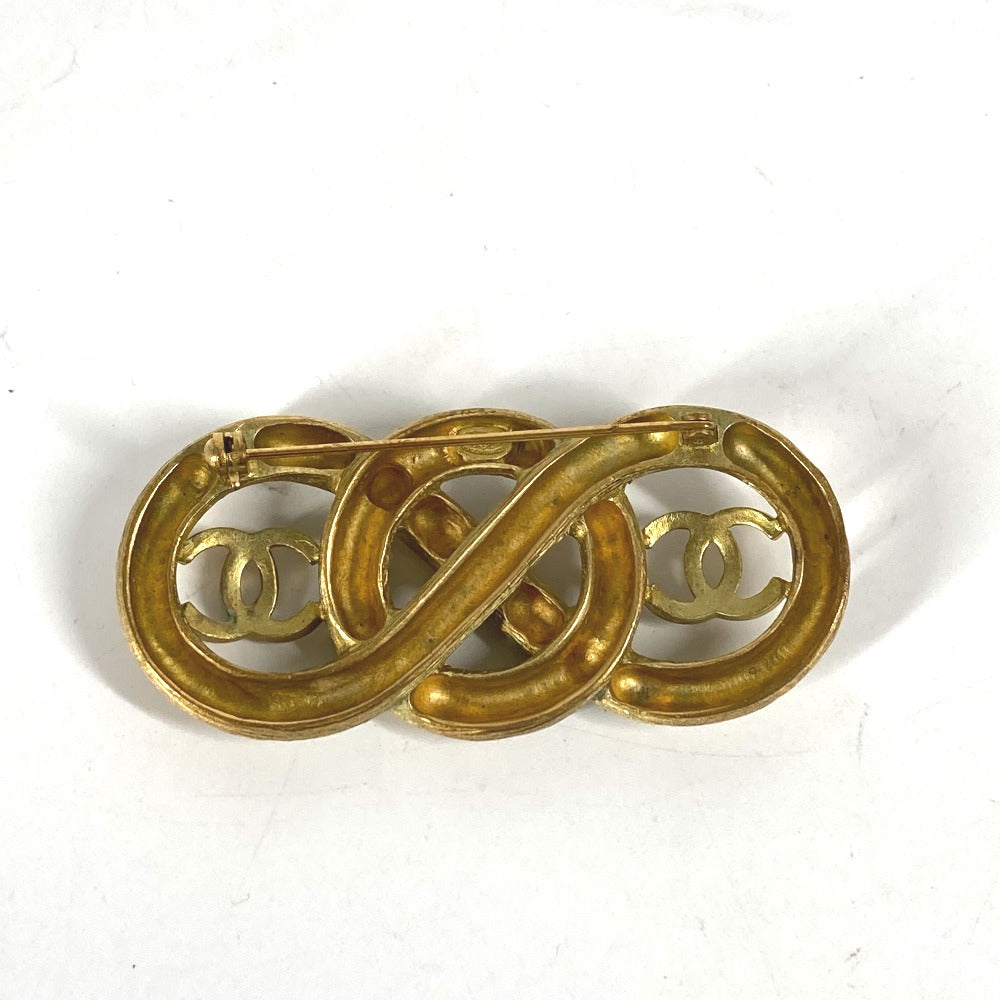 CHANEL Brooch metal gold 95C   CC COCO Mark Double Women New