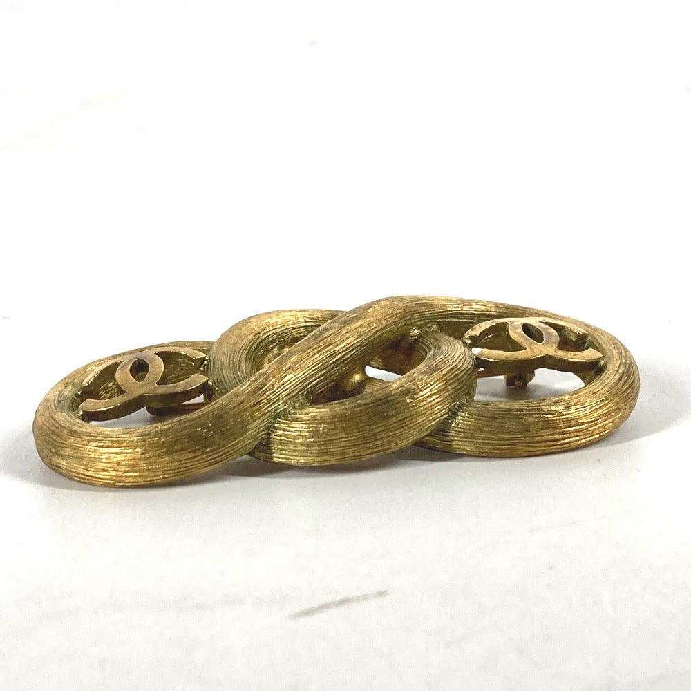 CHANEL Brooch metal gold 95C   CC COCO Mark Double Women New