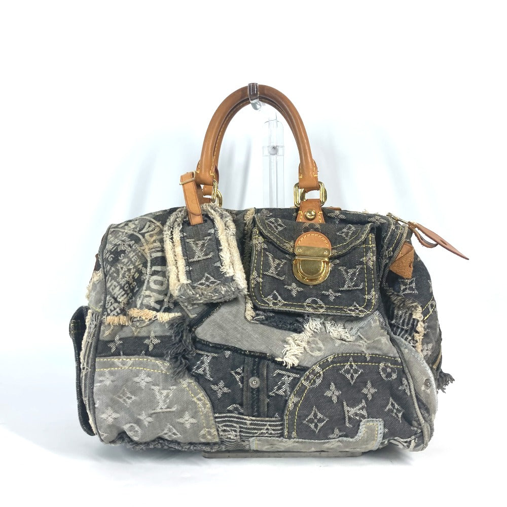 Louis Vuitton M95381 Patchwork Speedy 30 Monogram Denim Black Handbag