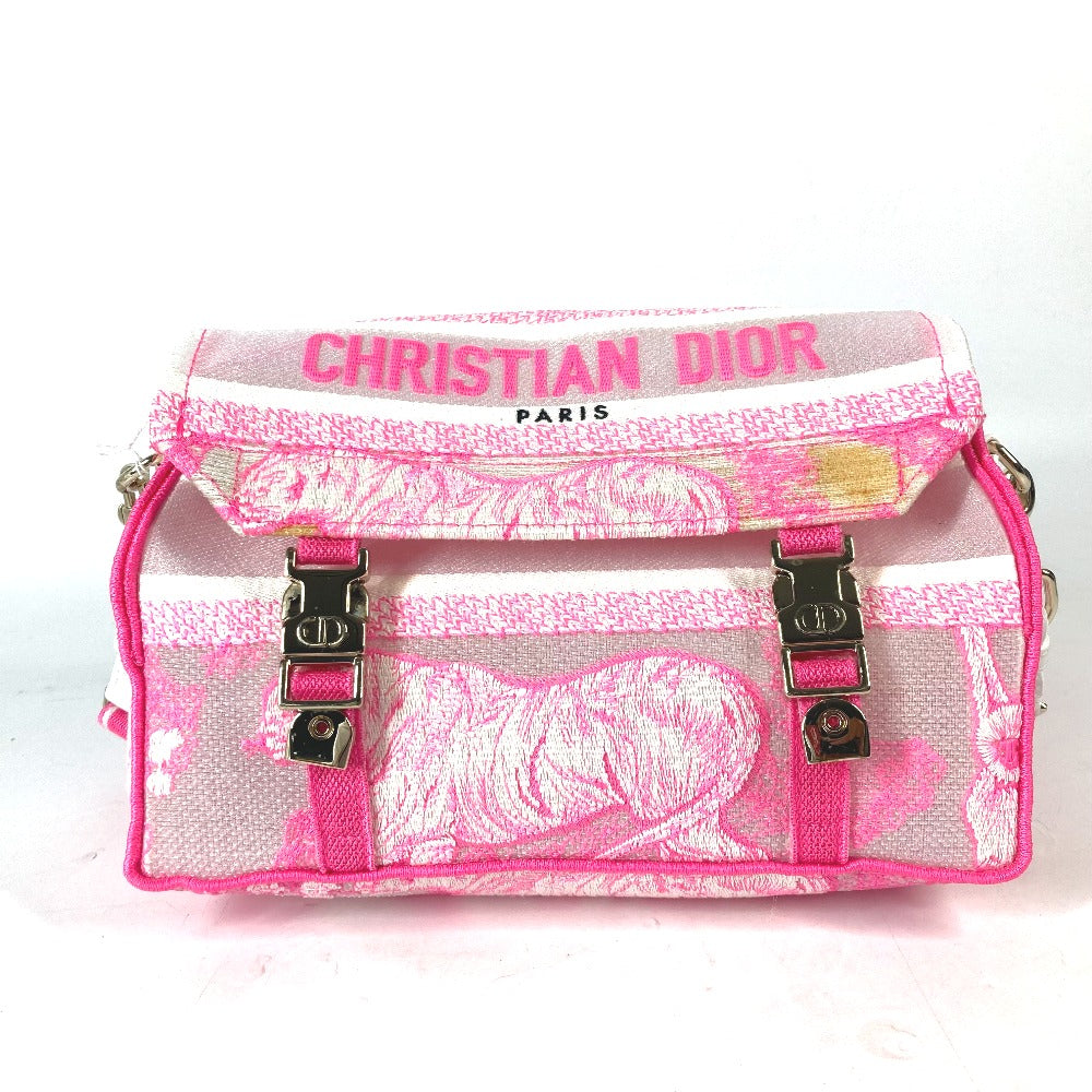 Dior Shoulder Bag Toile De Jouy Embroidered Logo Canvas