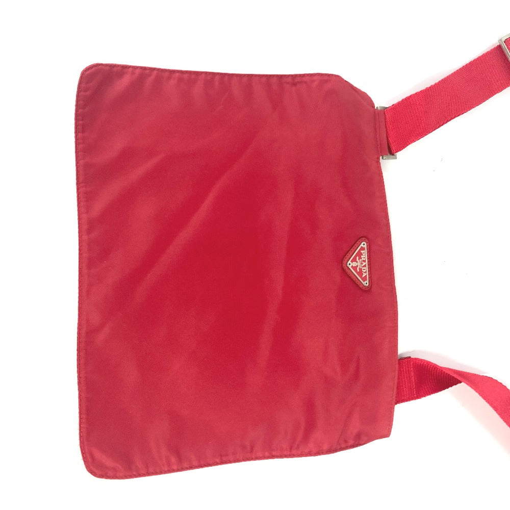 Shoulder Bag Pochette Triangle Plate Women Nylon Red