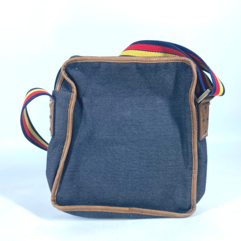 Fendi Shoulder Bag Pochette Denim Blue Logo