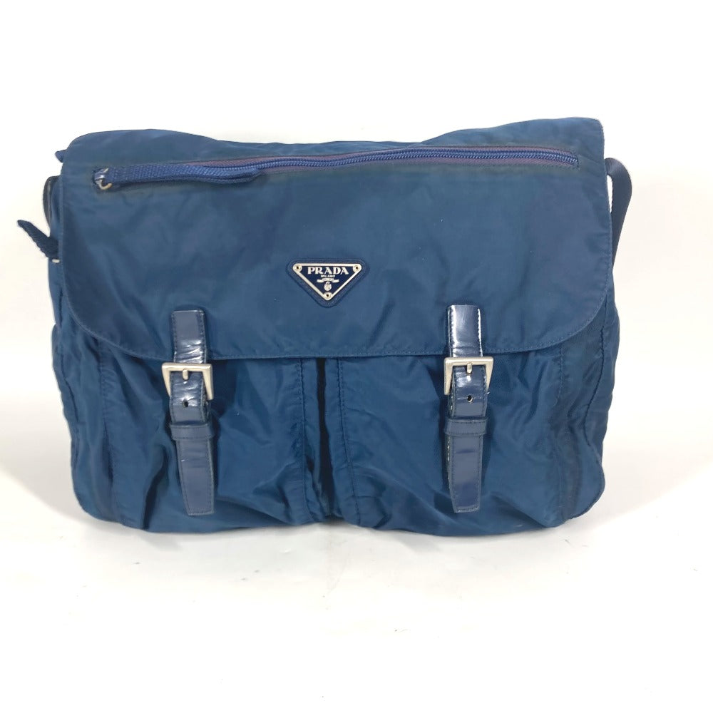 Shoulder Bag Triangle Plate Nylon Blue