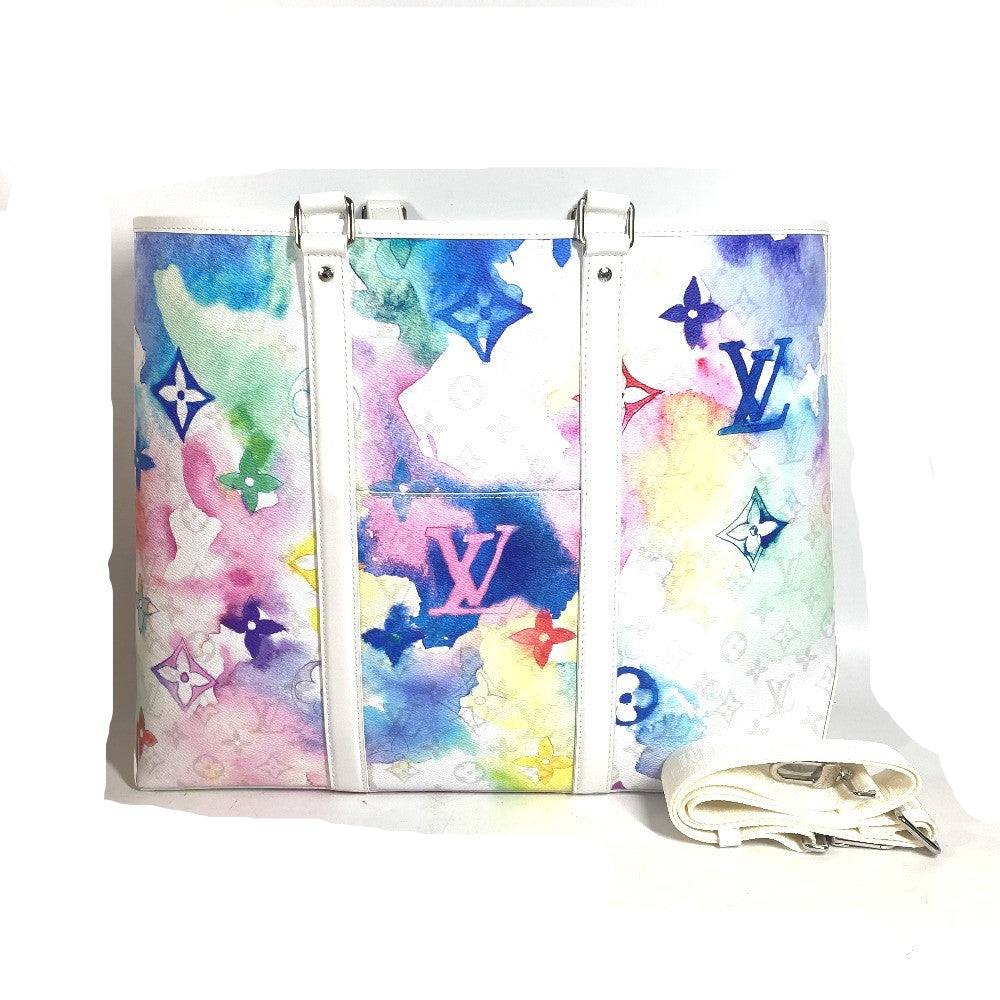 Louis Vuitton M45754 watercolor Weekend GM Monogram Leather White Tote Bag