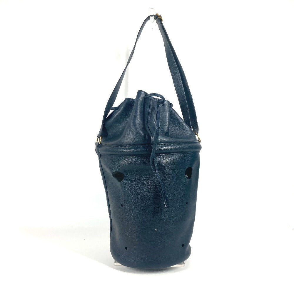 Hermes Shoulder Bag Tassel Fringe Manjoire Leather Navy