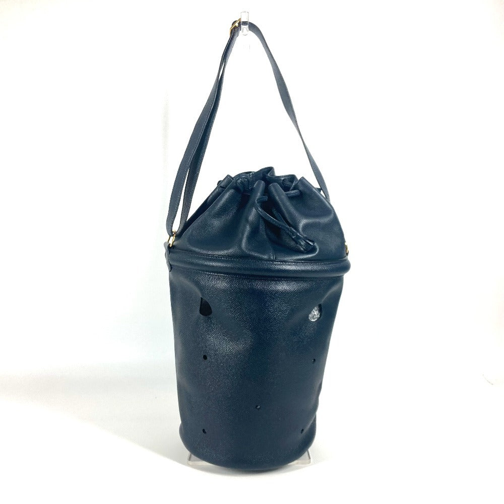Hermes Shoulder Bag Tassel Fringe Manjoire Leather Navy