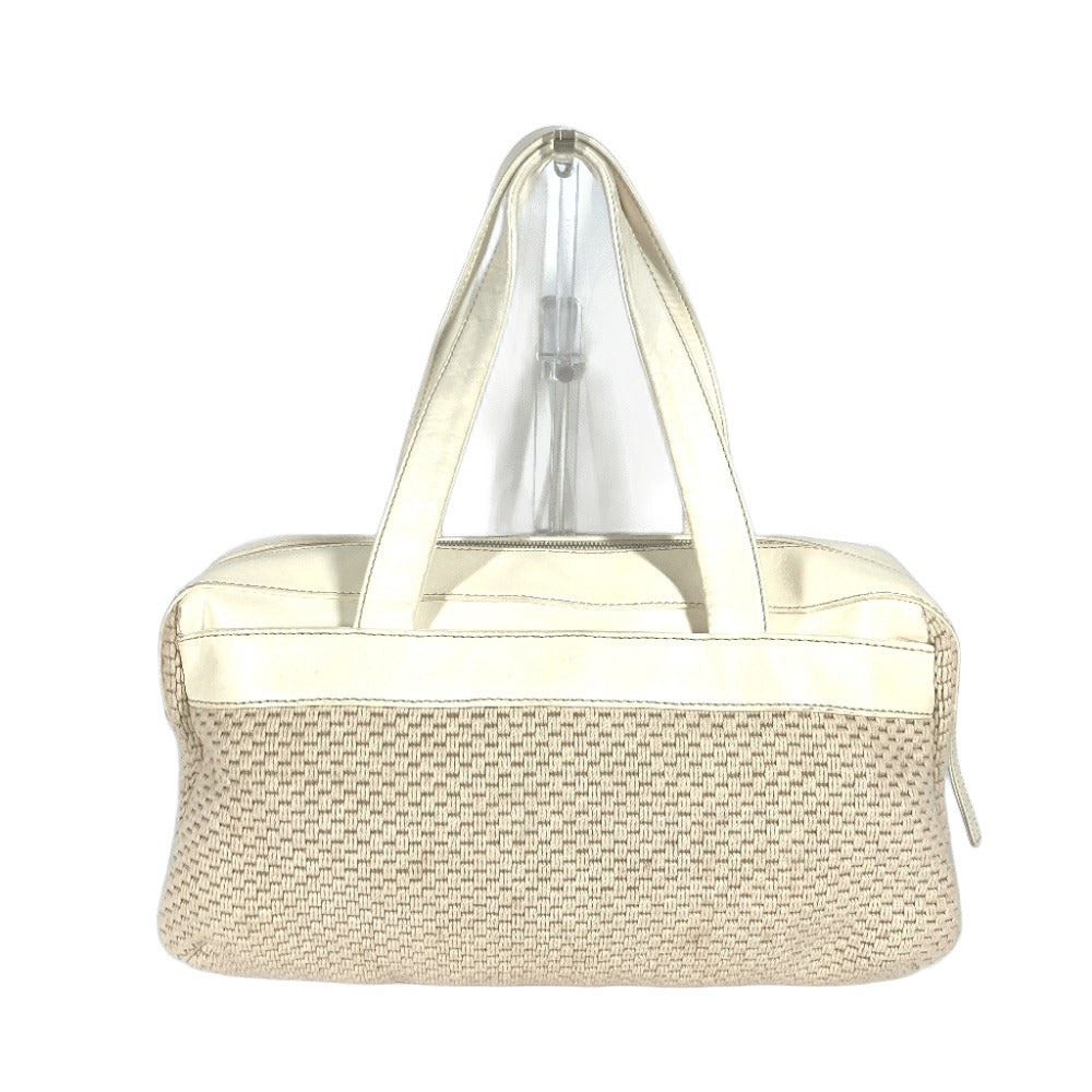 Chanel CC COCO Mark logo Beige Canvas Leather Handbag
