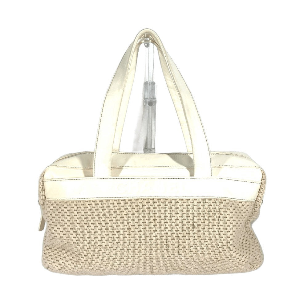 Chanel CC COCO Mark logo Beige Canvas Leather Handbag