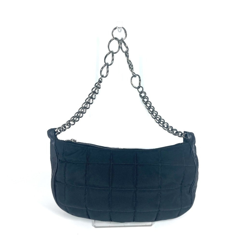 Chanel nylon CC COCO Mark Chocolate Bar Black Leather Shoulder Bag