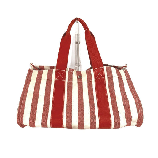 Hermes Handbag With Porch Cannes Gm Cannes Gm Stripe Canvas Red Travel Bag