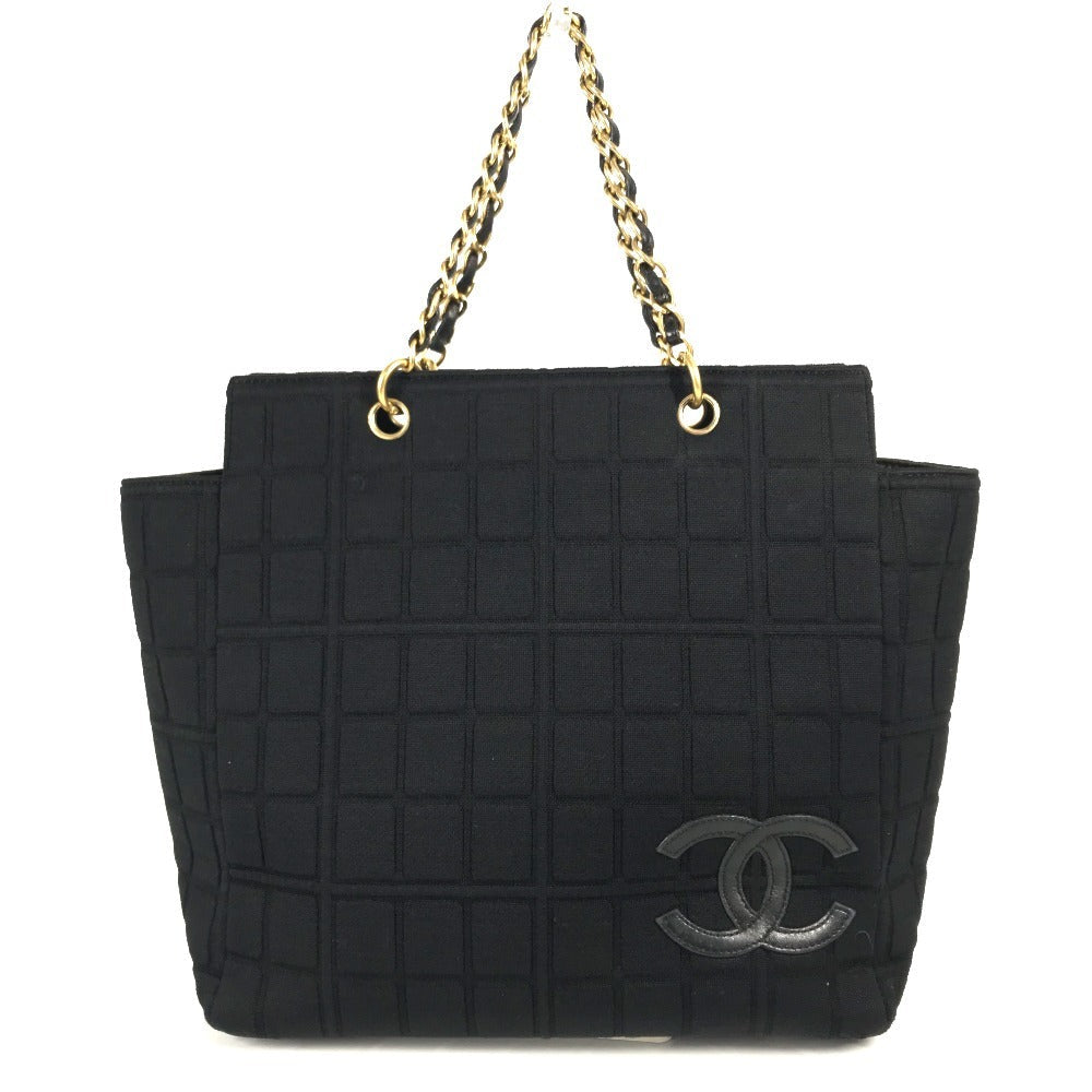 Chanel Jersey CC COCO Mark Chocolate Bar Black Shoulder Bag