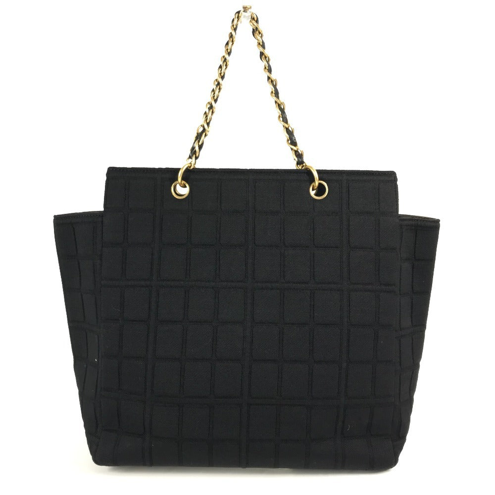 Chanel Jersey CC COCO Mark Chocolate Bar Black Shoulder Bag