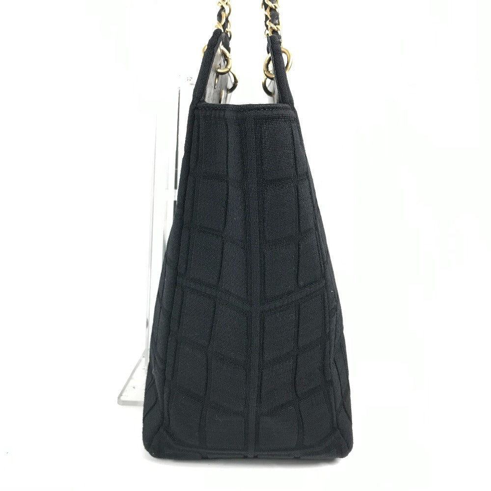Chanel Jersey CC COCO Mark Chocolate Bar Black Shoulder Bag