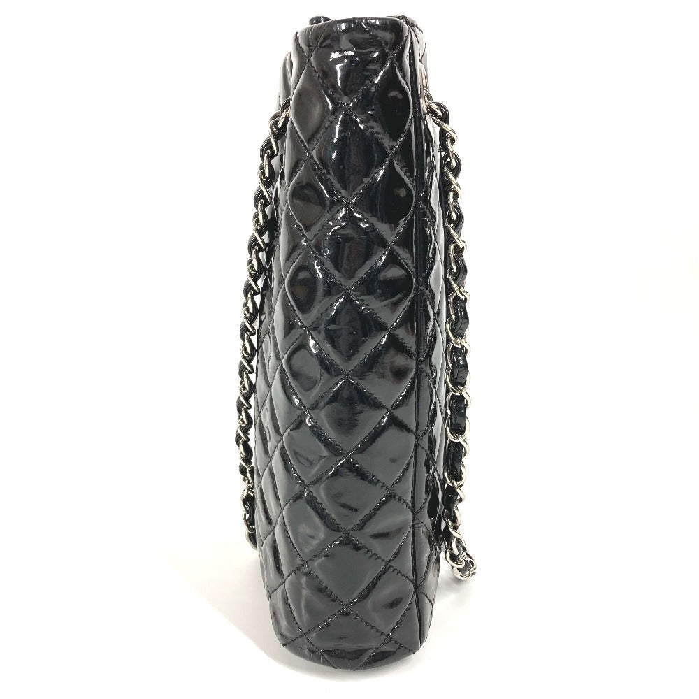 Chanel enamel CC COCO Mark logo vertical Black Shoulder Bag