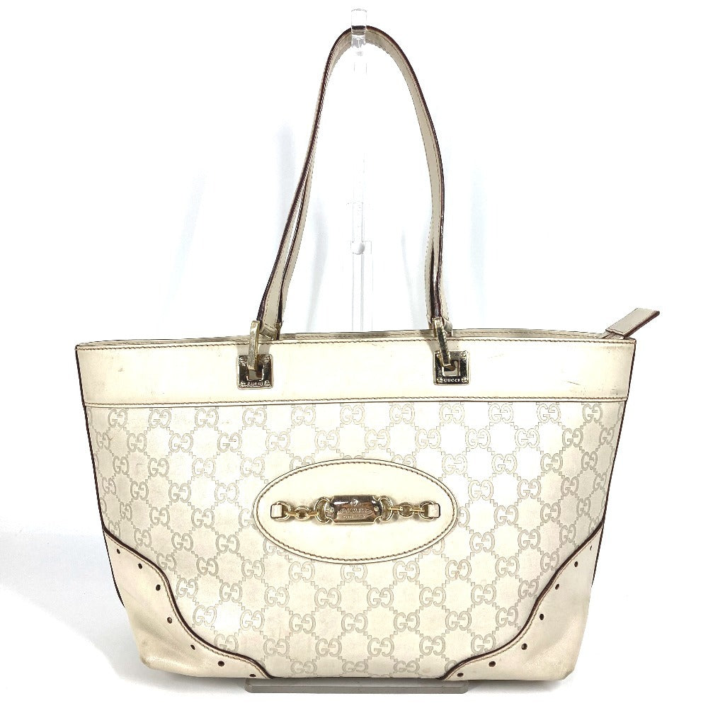 Gucci Sima Off- type GG Guccissima Leather White Logo Shoulder Bag