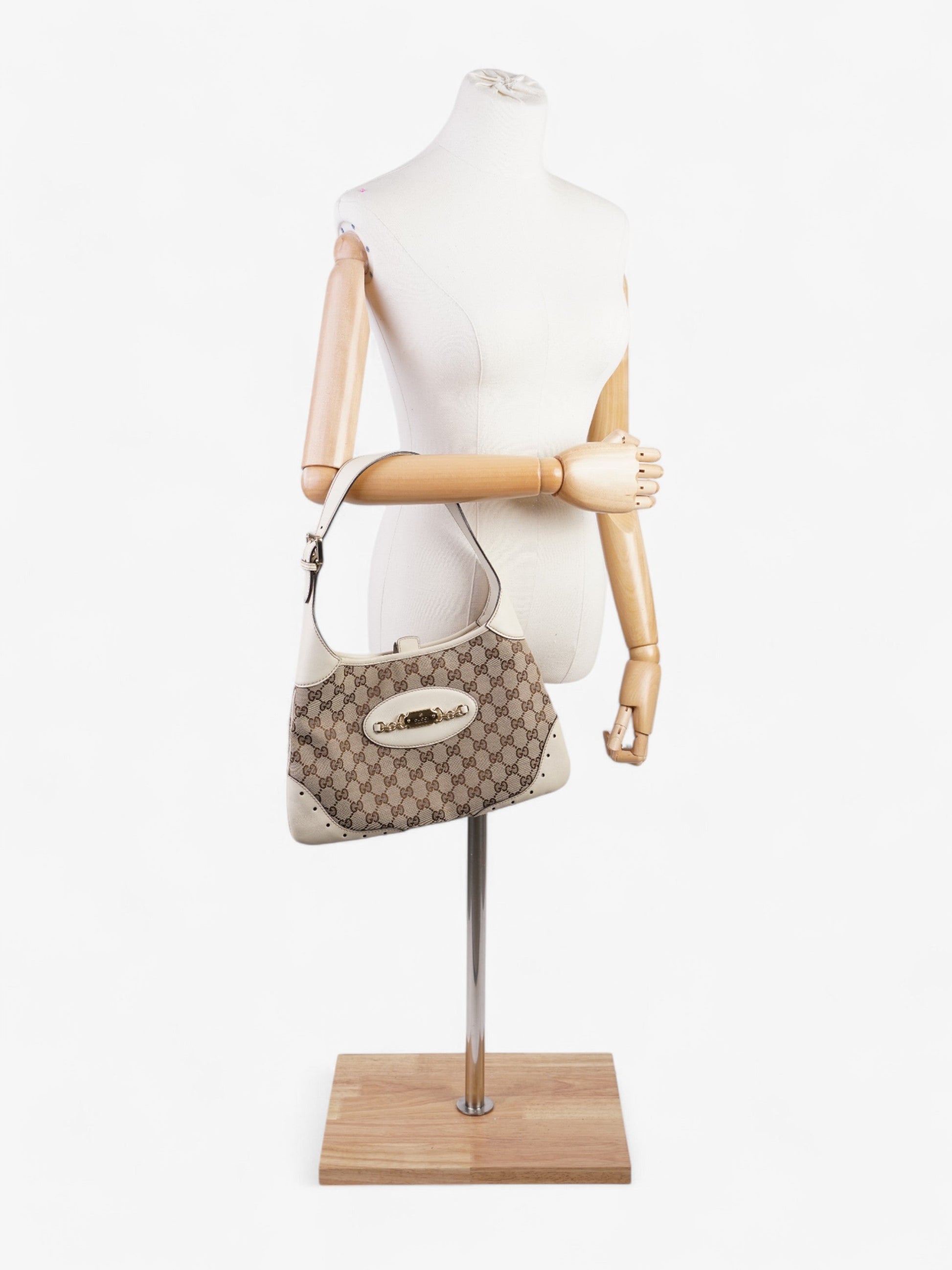 Gucci Punch Jackie Supreme Shoulder Bag Canvas White