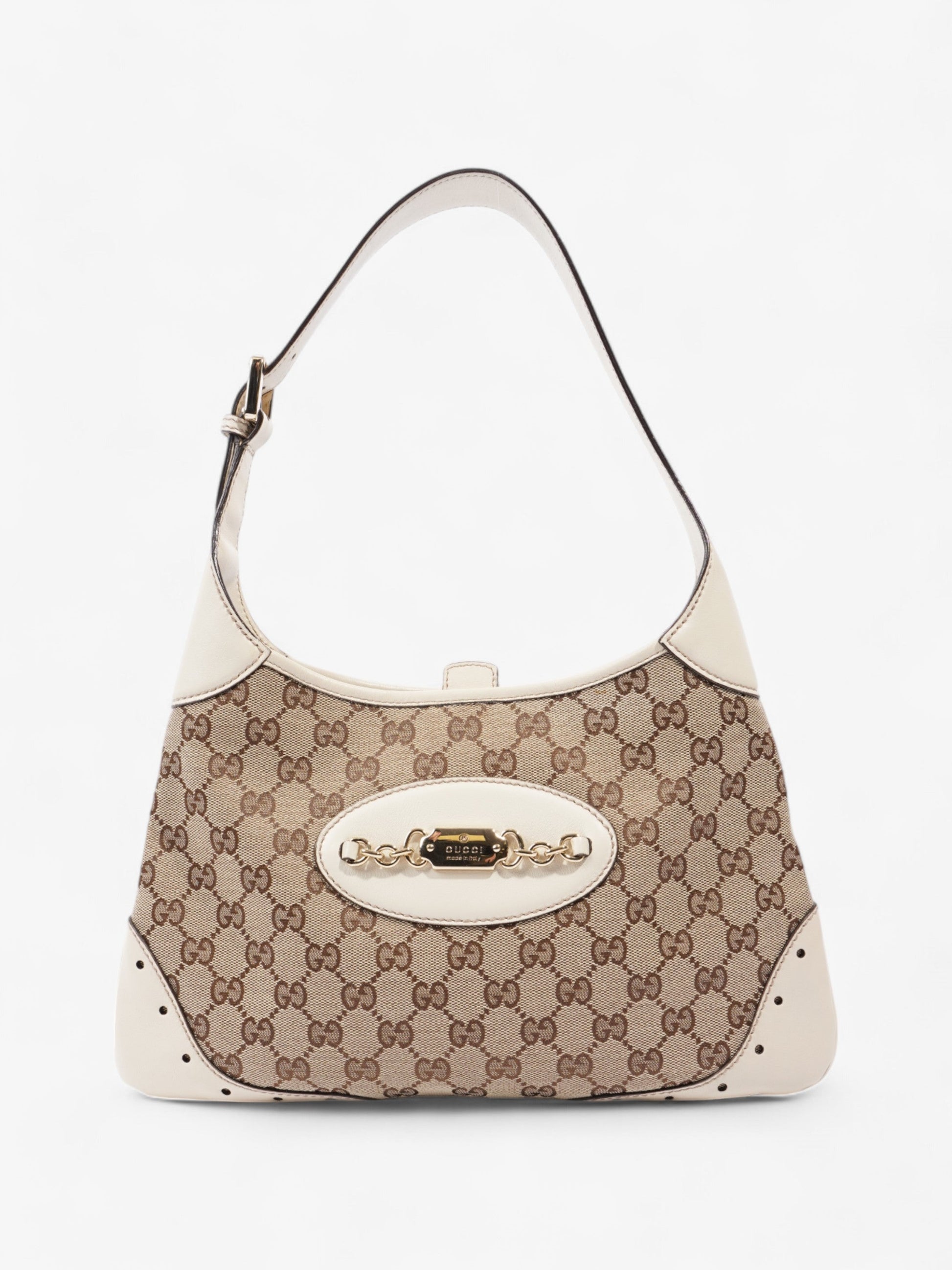 Gucci Punch Jackie Supreme Shoulder Bag Canvas White