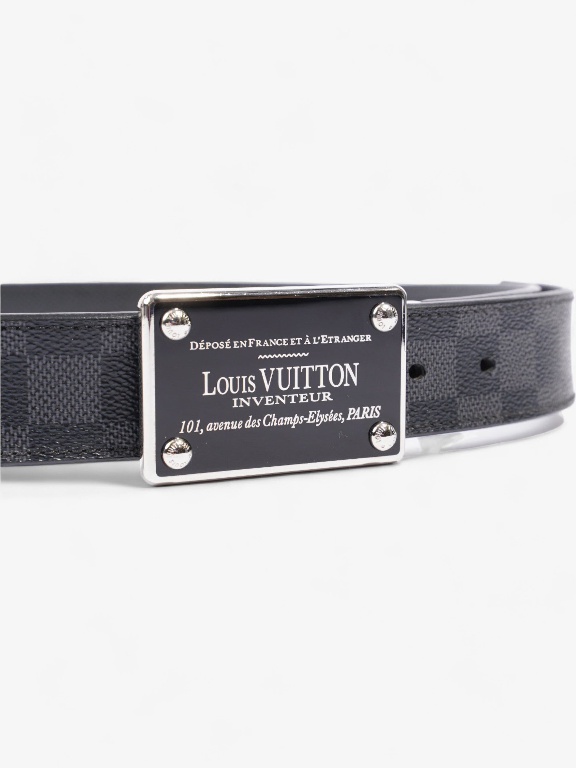 Louis Vuitton Inventeur Reversible Belt Graphite 95cm Damier Leather