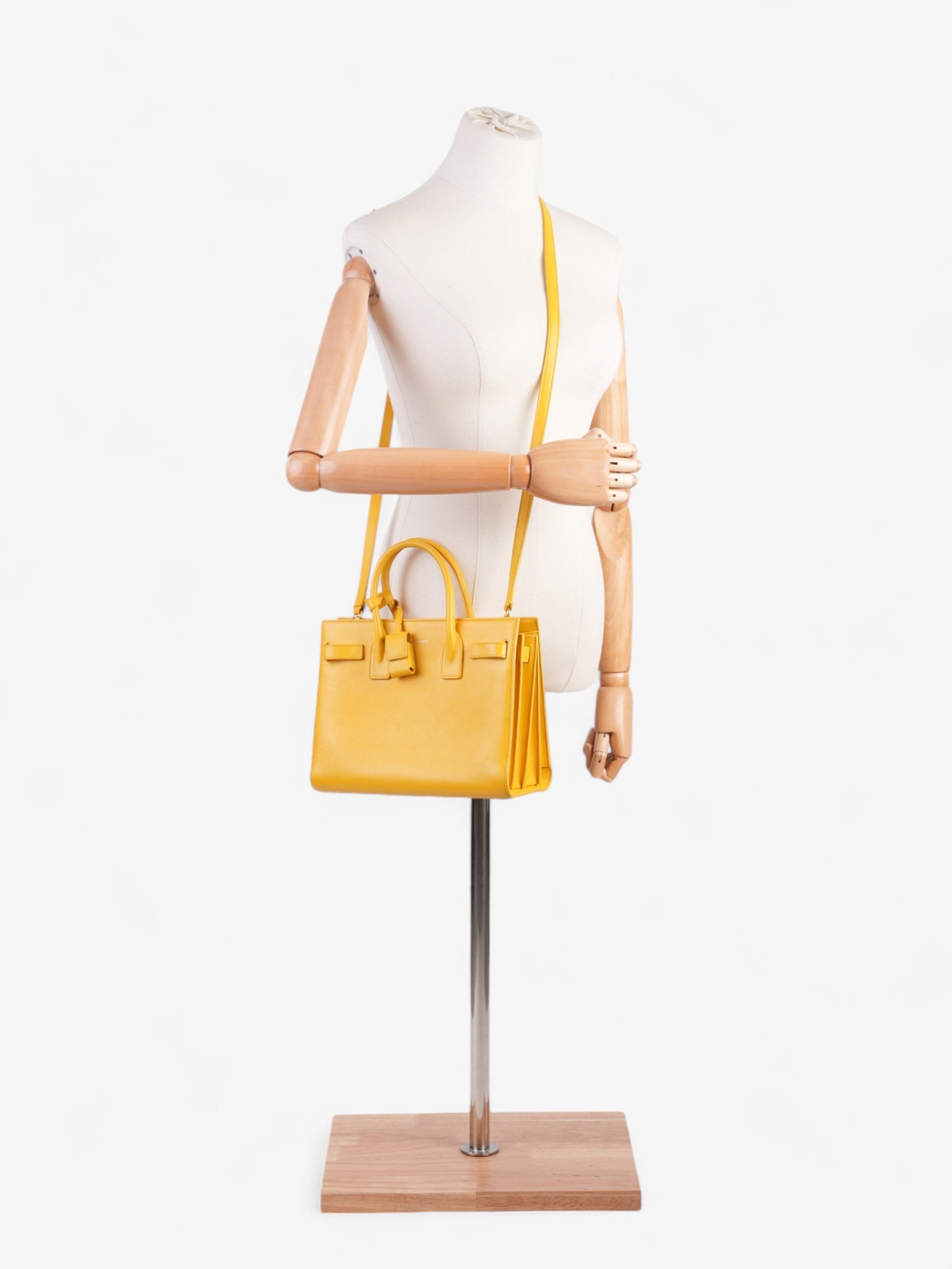 YSL Saint Laurent Sac De Jour Shoulder Bag Leather Yellow Baby