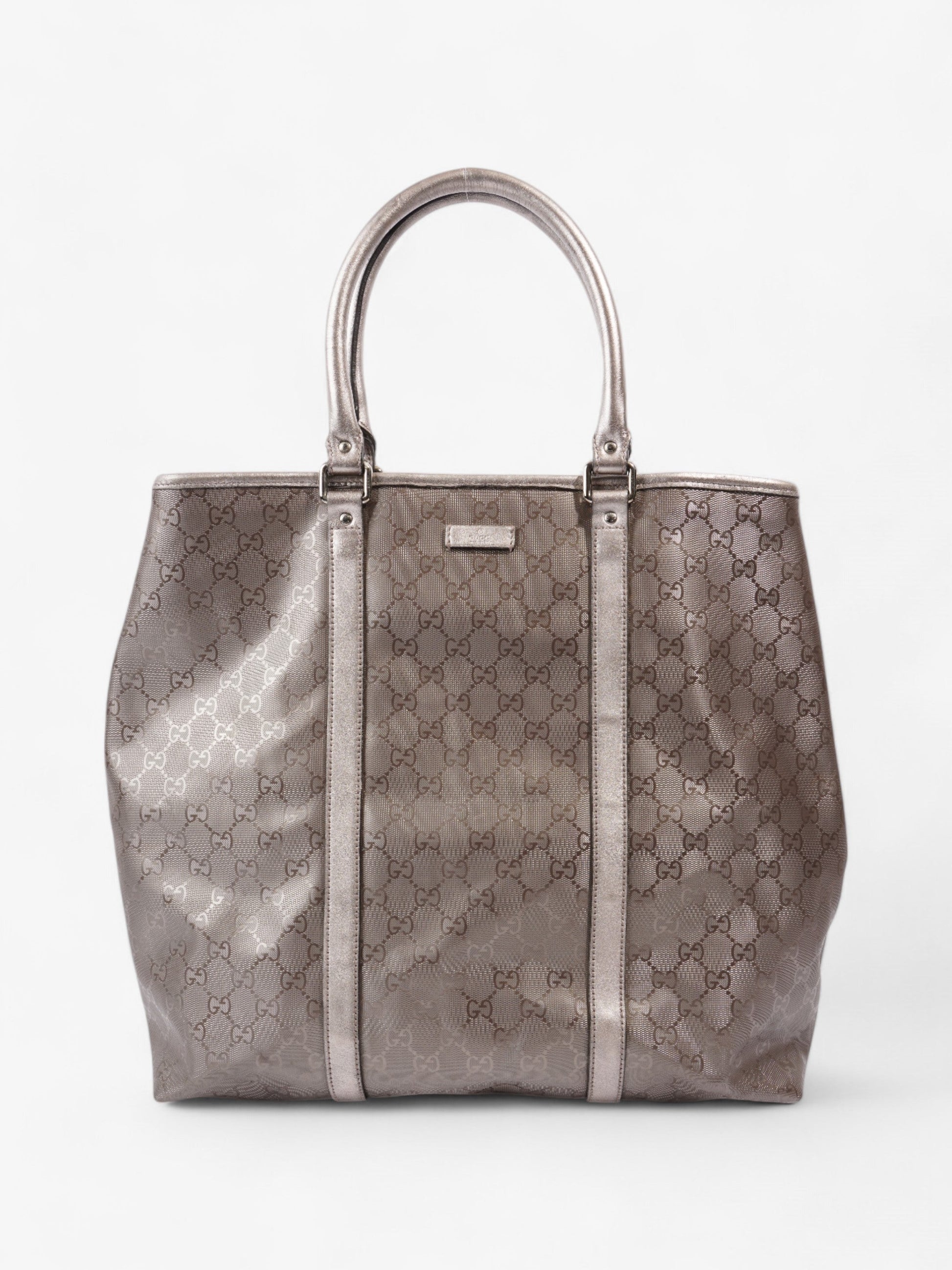 Gucci Implement Tote Bag Metallic Canvas Pink