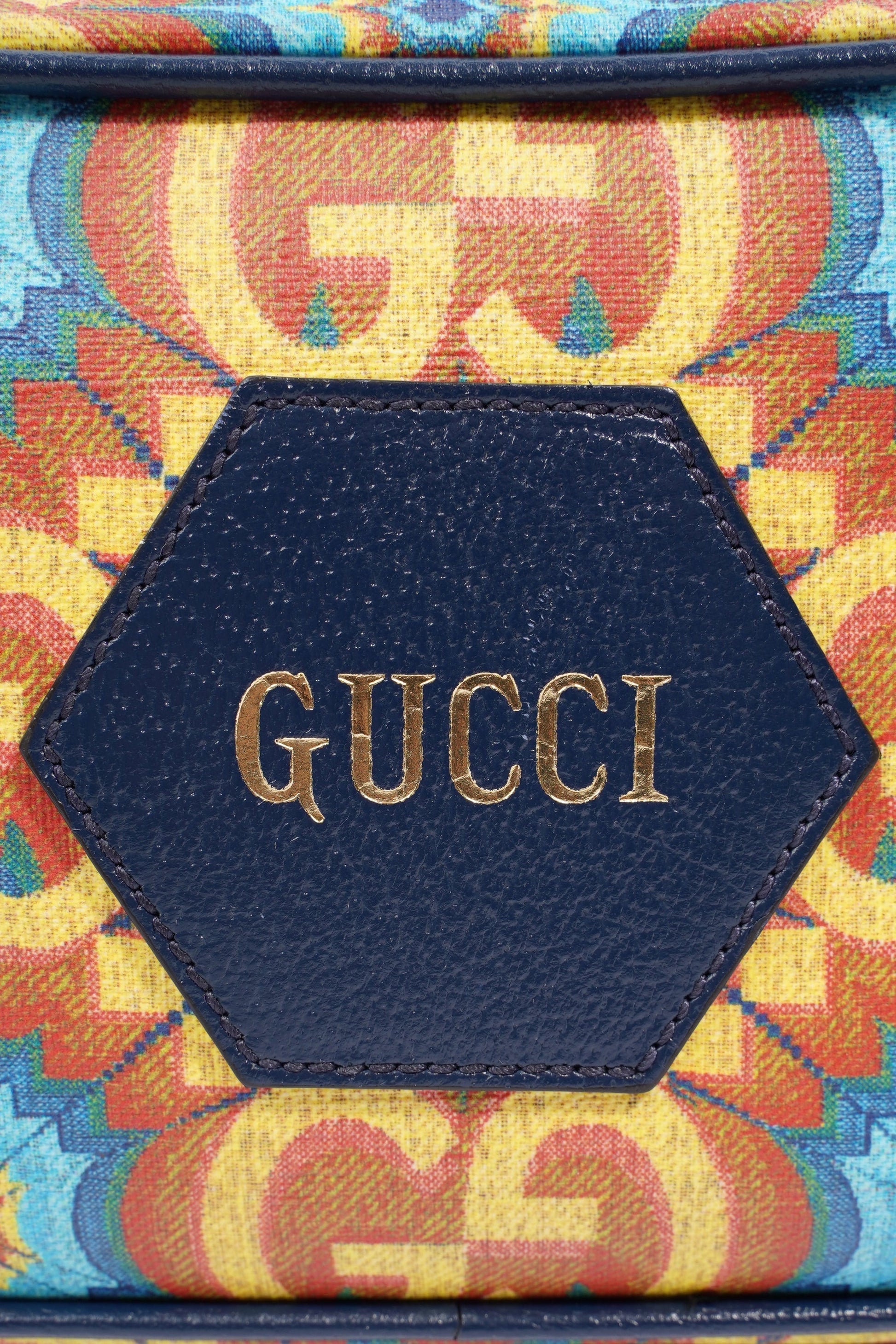 Gucci Kaleidoscope Belt Bag Orange Yellow Canvas Blue Accessory