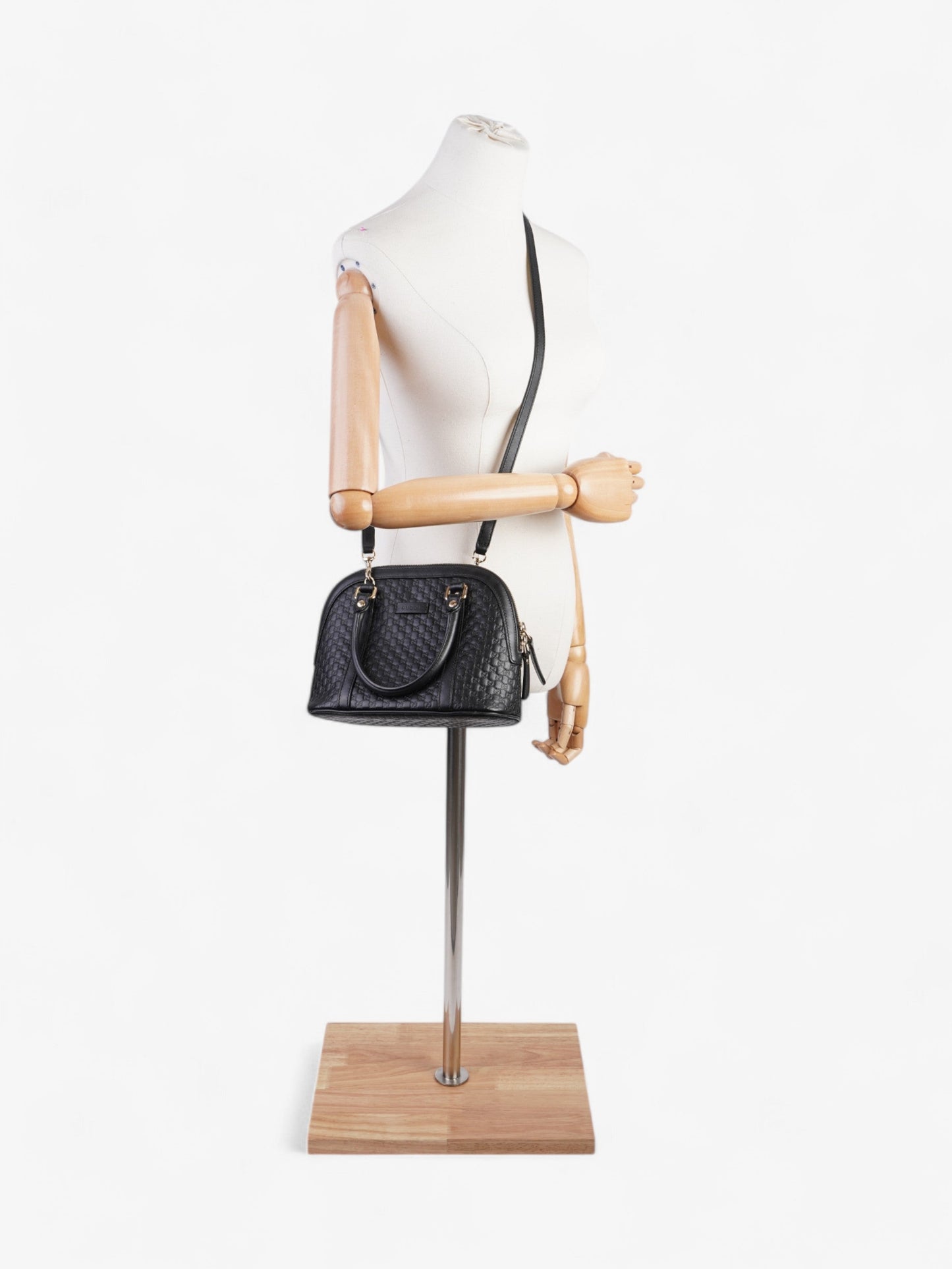 Gucci sima Dome Handbag Leather Black Travel Bag