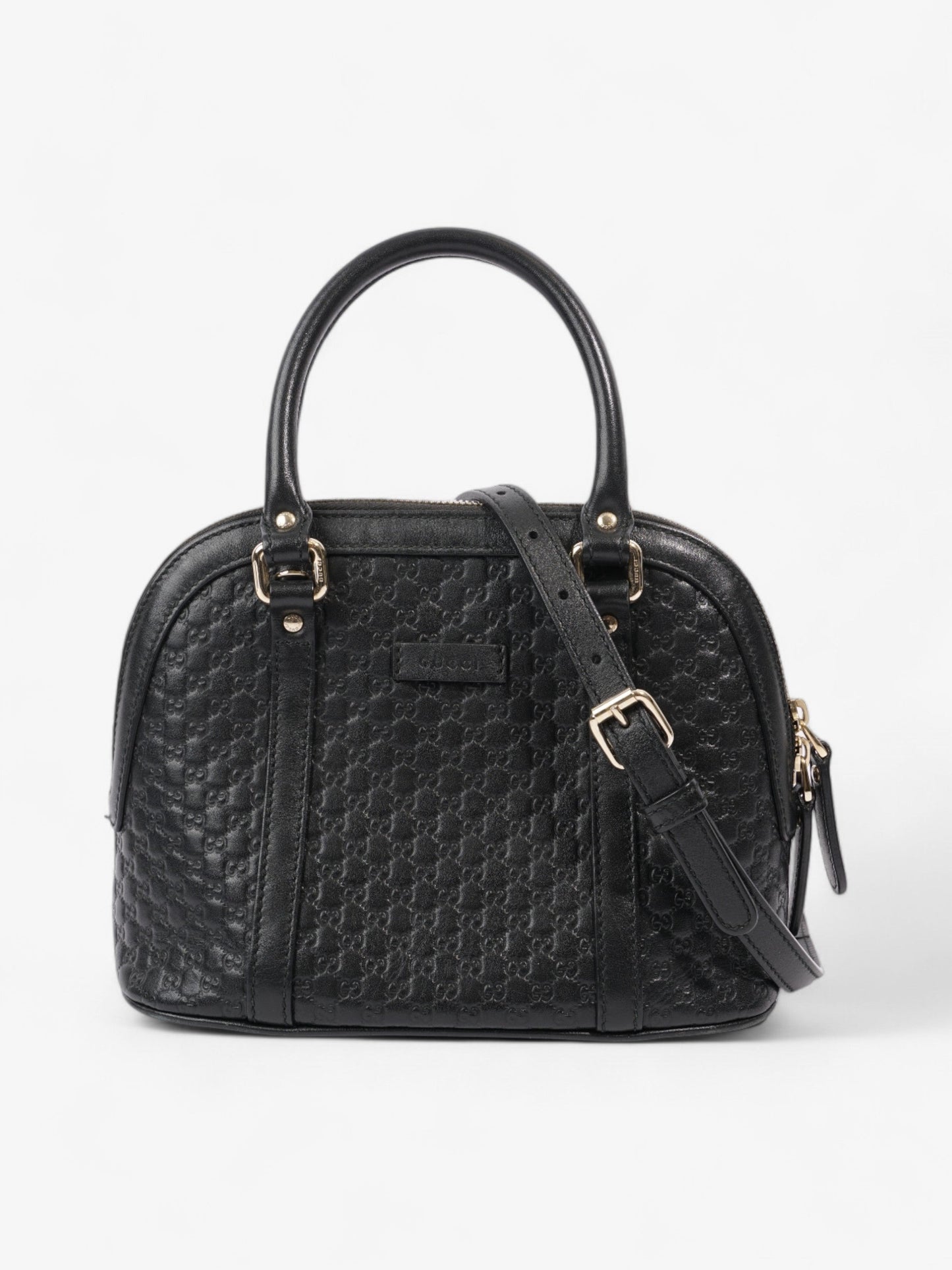 Gucci sima Dome Handbag Leather Black Travel Bag