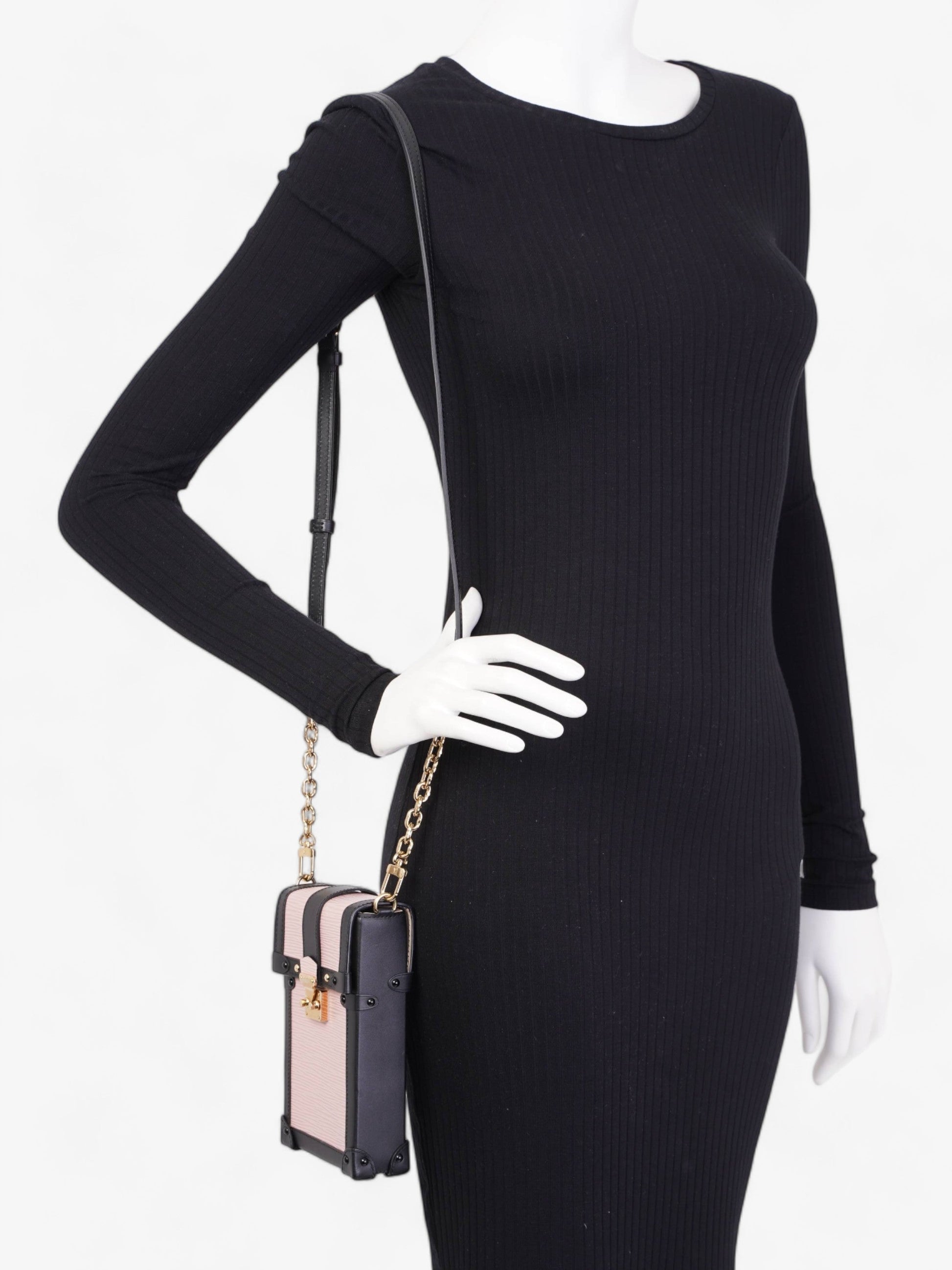 Louis Vuitton Vertical Trunk Black Pink Leather Epi Handbag