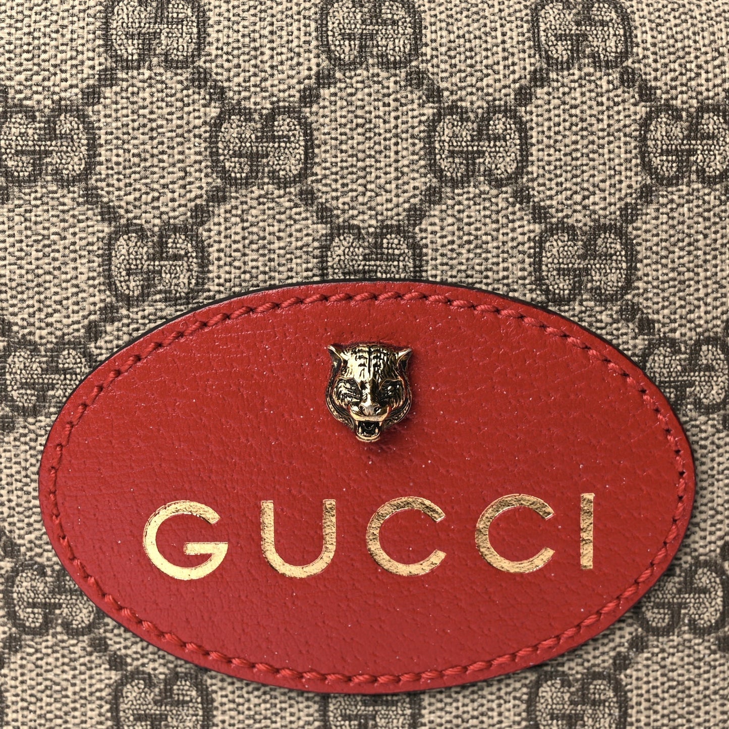 Gucci GG Supreme Monogram Web Neo Shoulder Bag Beige Red