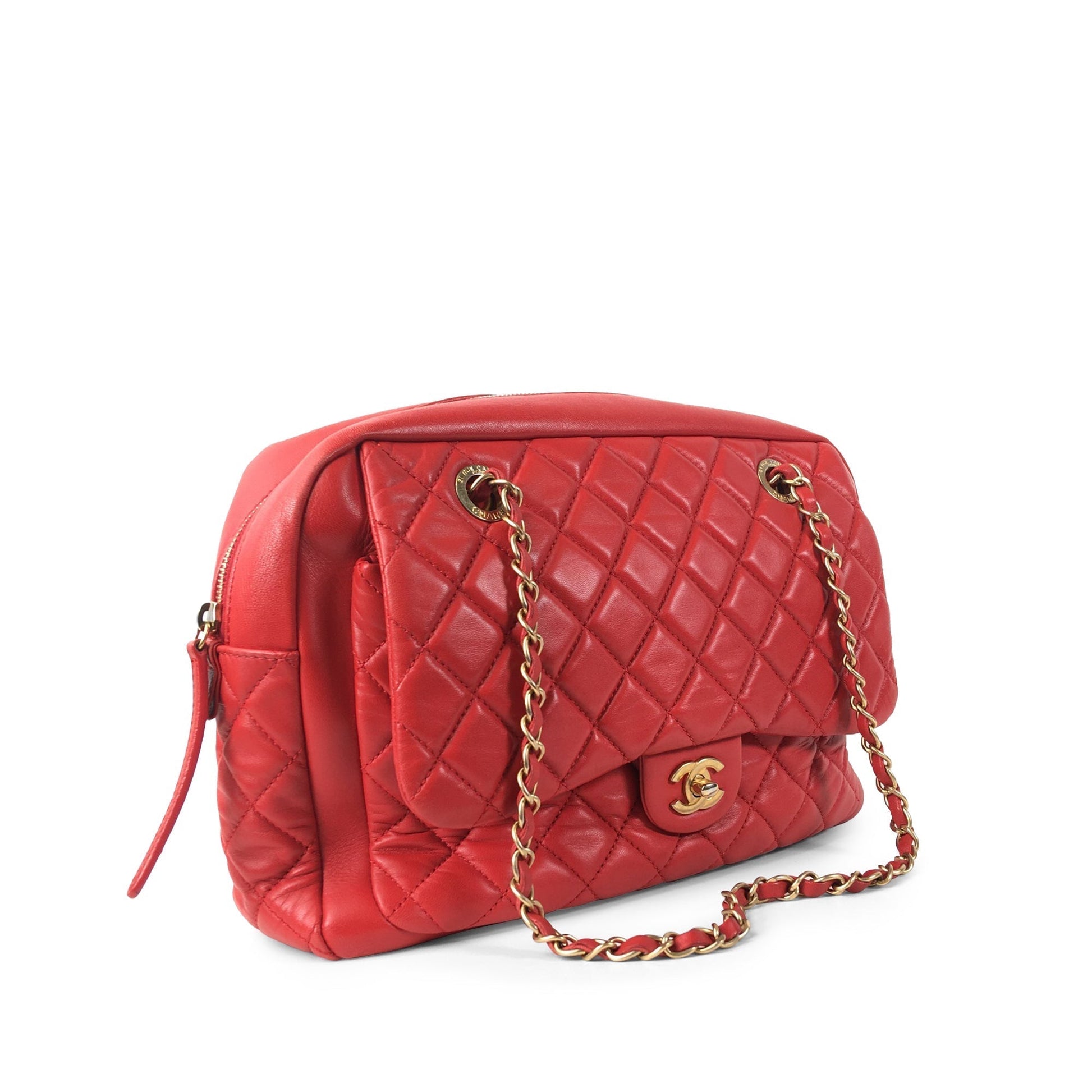 CHANEL Lambskin CC Camera Flap Shoulder Bag