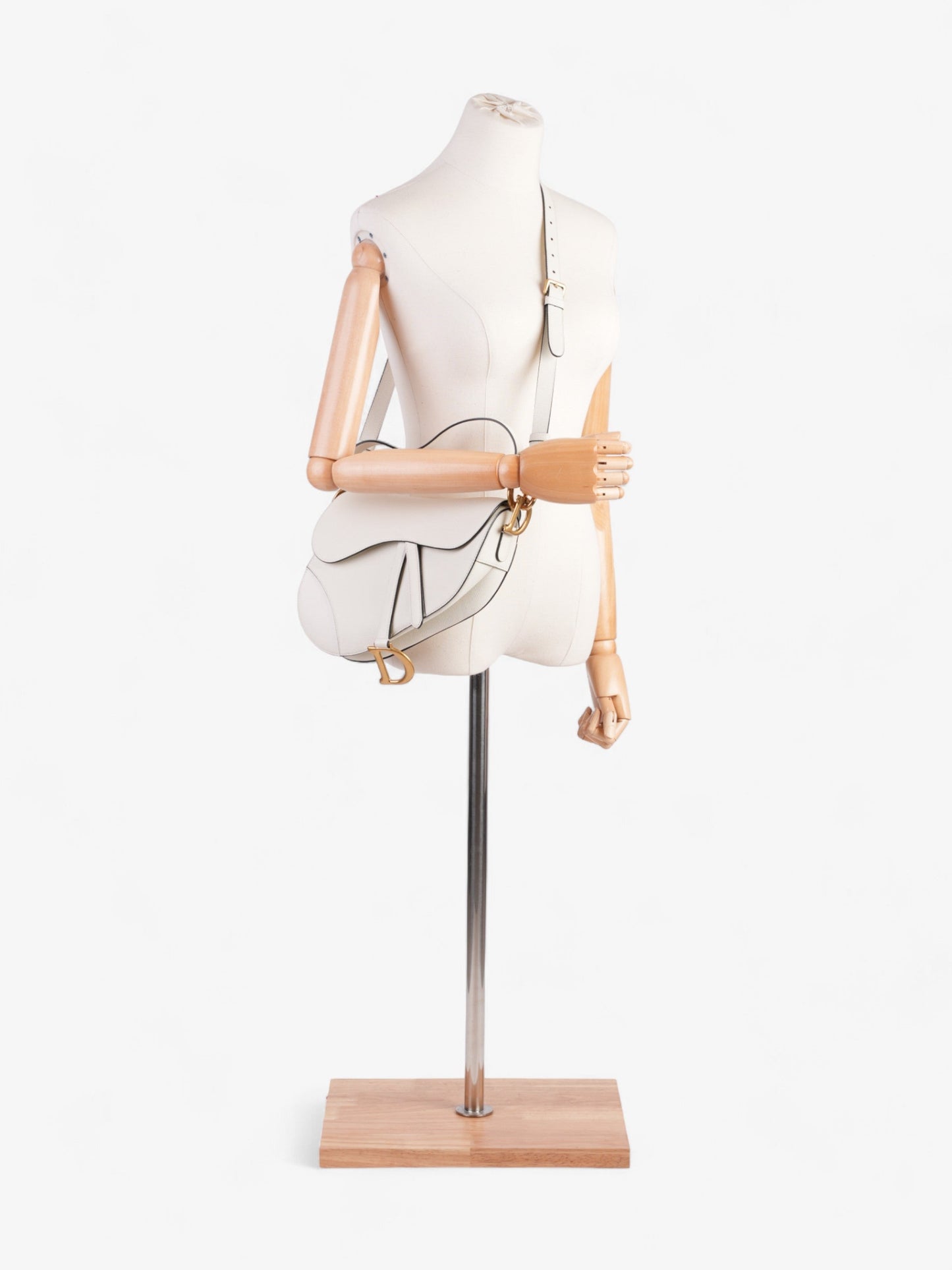 Dior Christian Saddle Calfskin N A Crossbody Bag Leather Cream