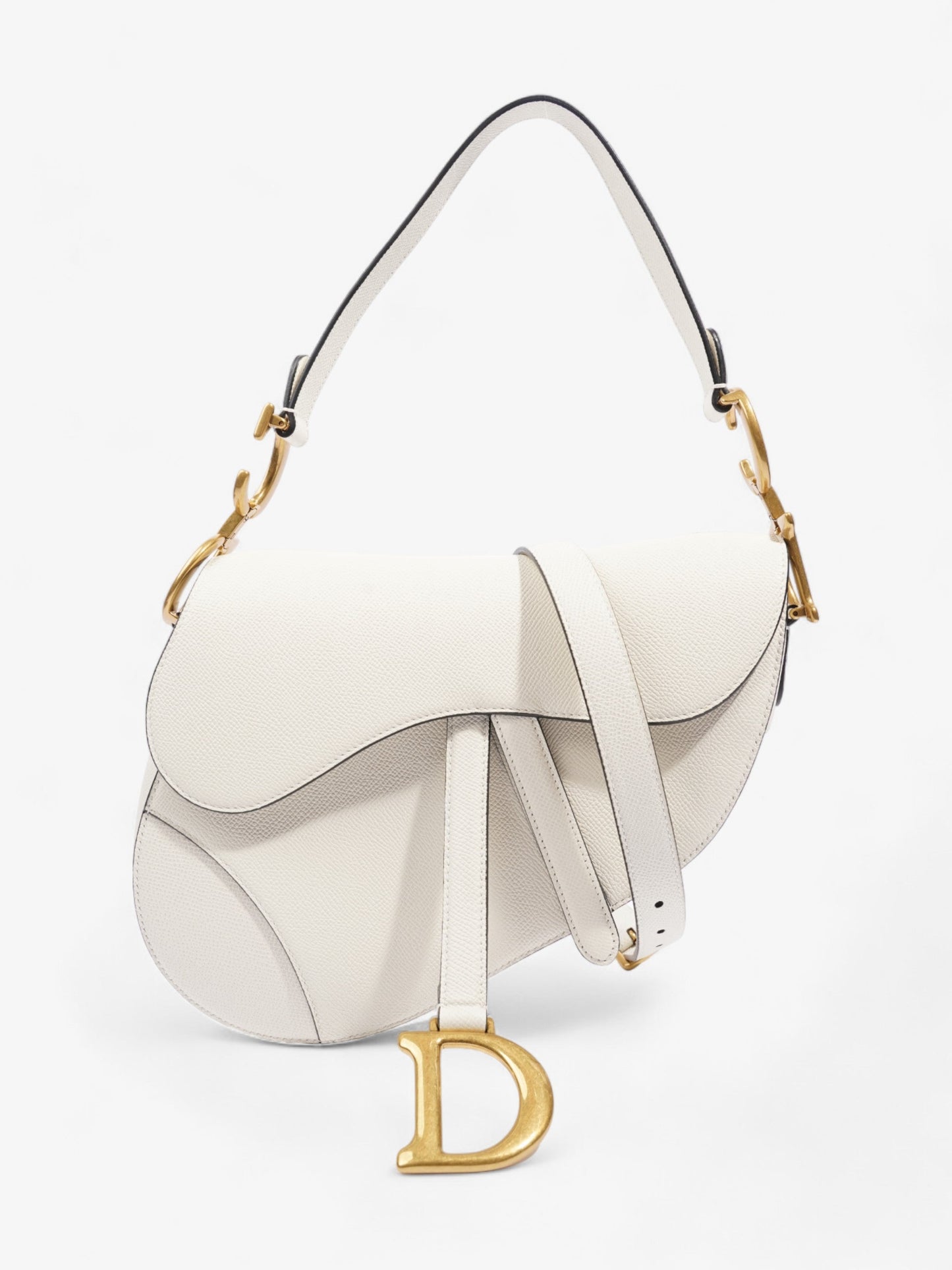 Dior Christian Saddle Calfskin N A Crossbody Bag Leather Cream