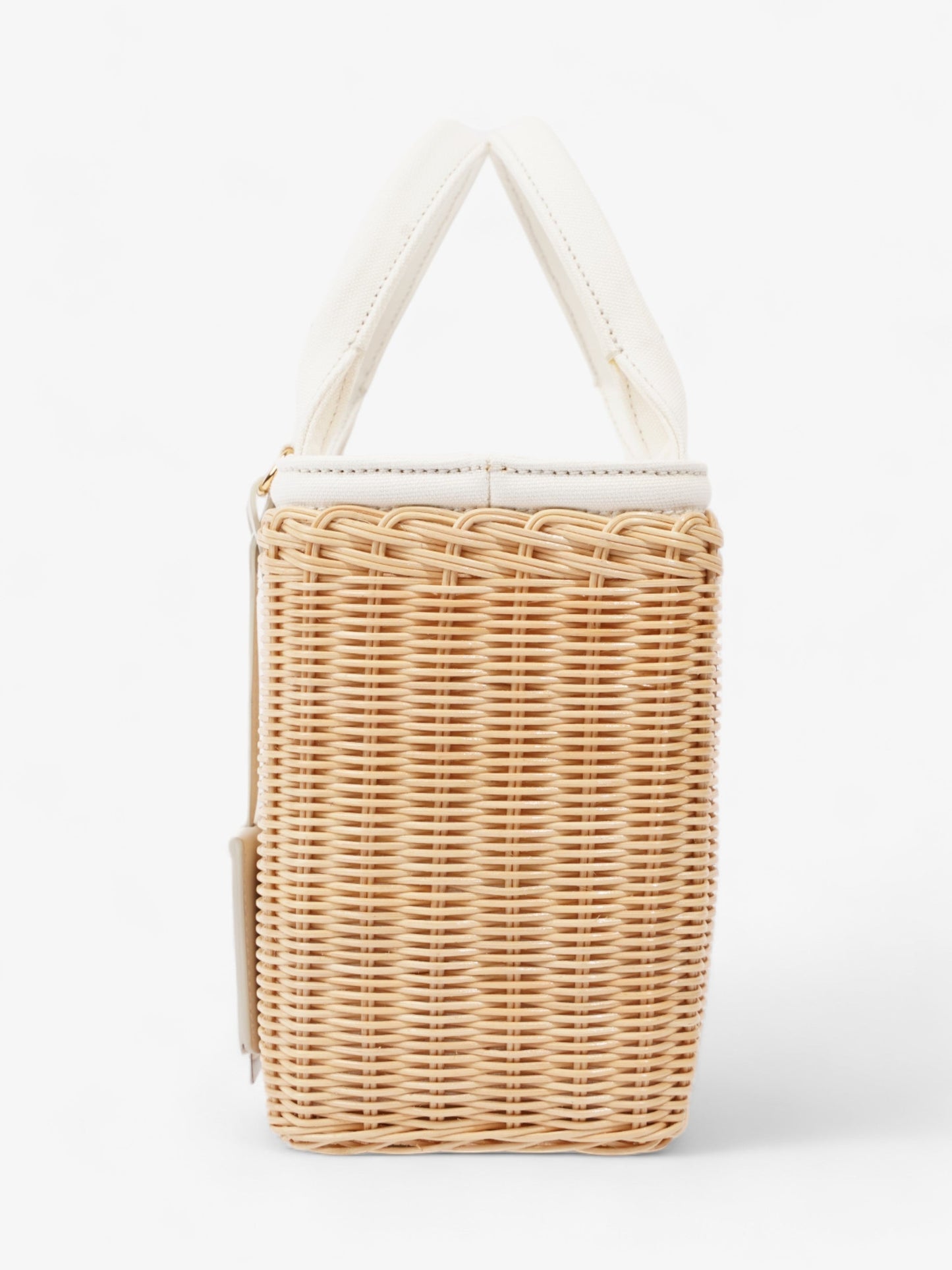 Prada And Linen Blend Tote Wicker White Tan Tote Bag