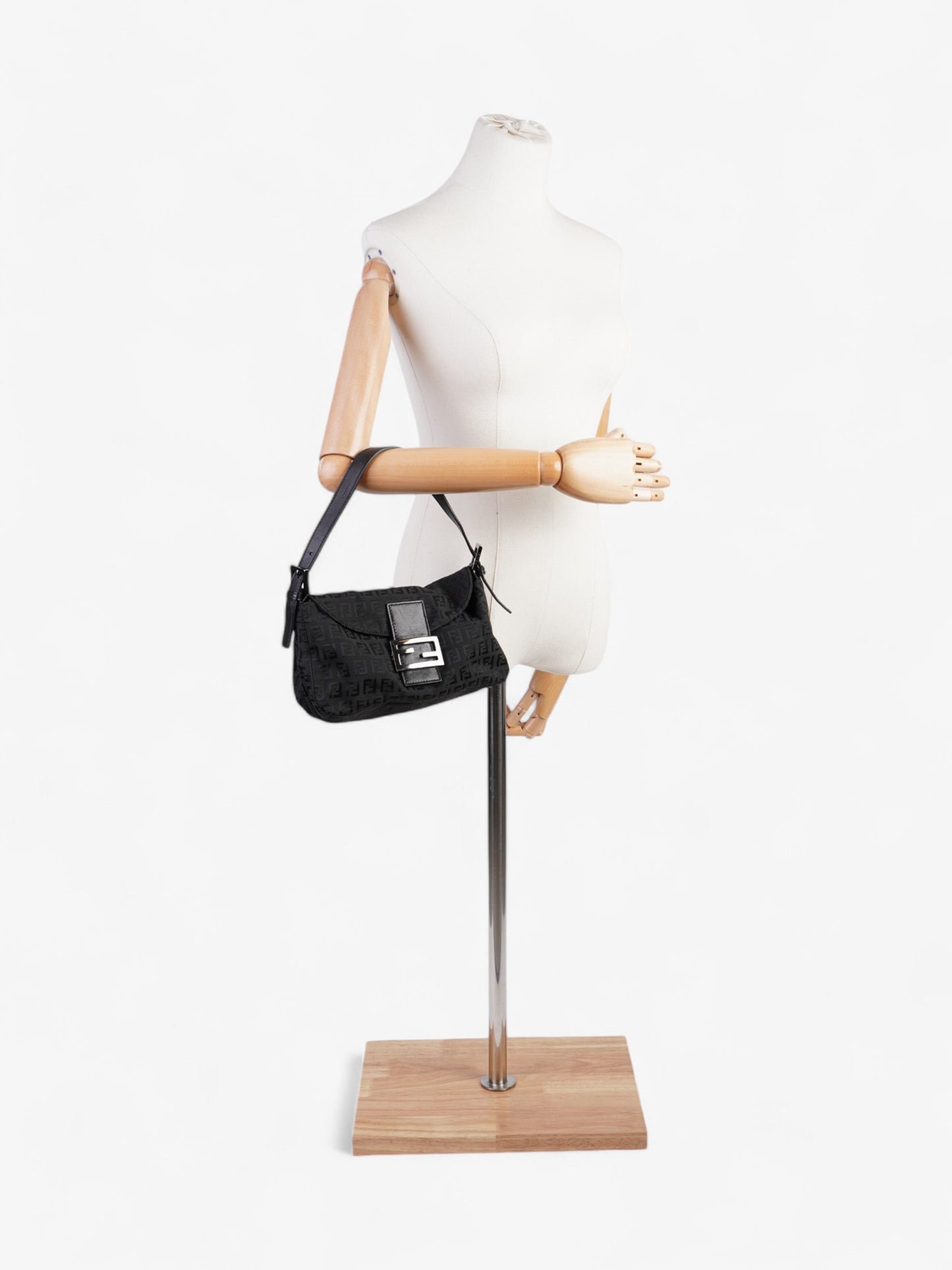 Fendi Baguette Shoulder Bag Canvas Black