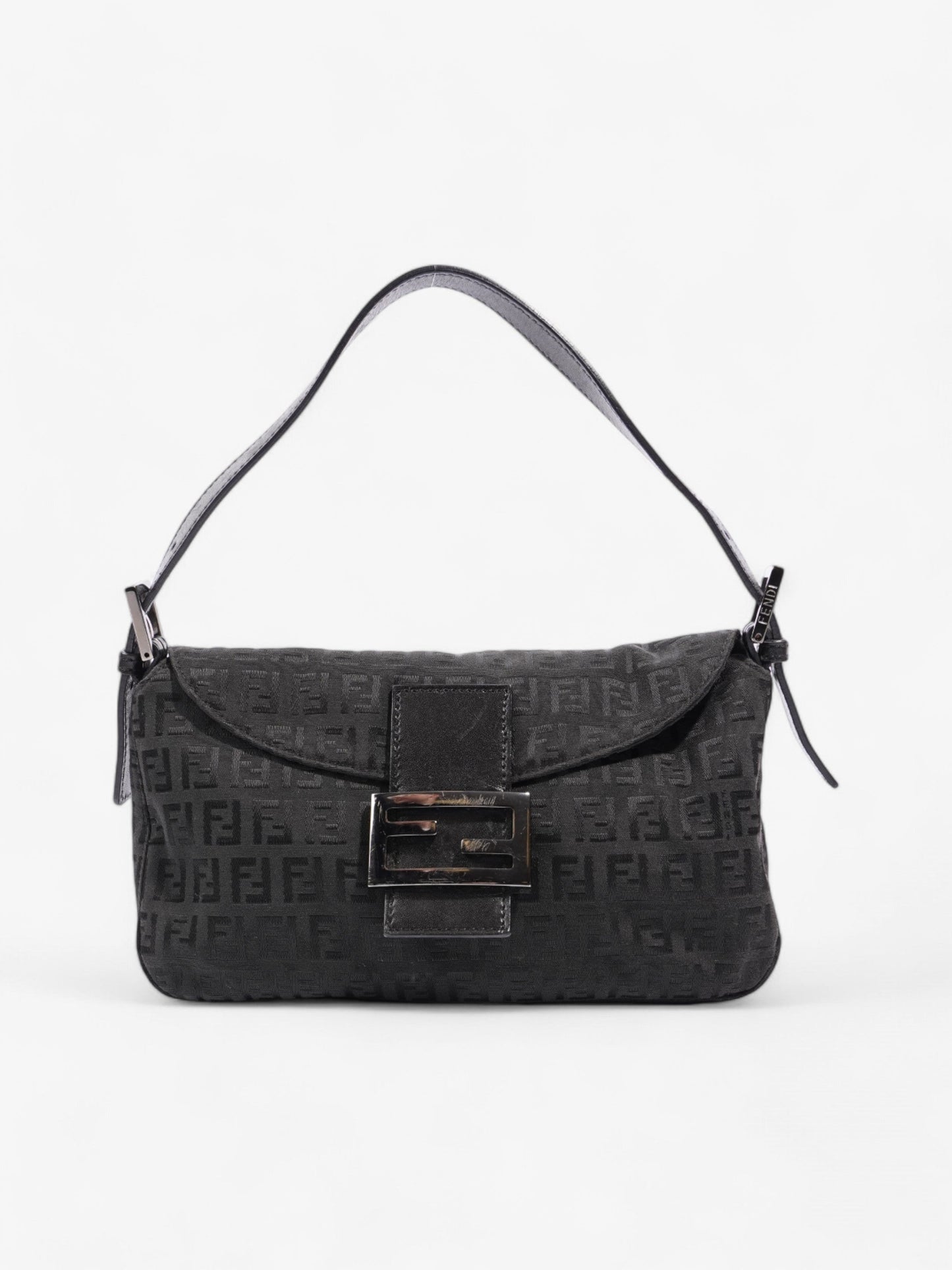 Fendi Baguette Shoulder Bag Canvas Black