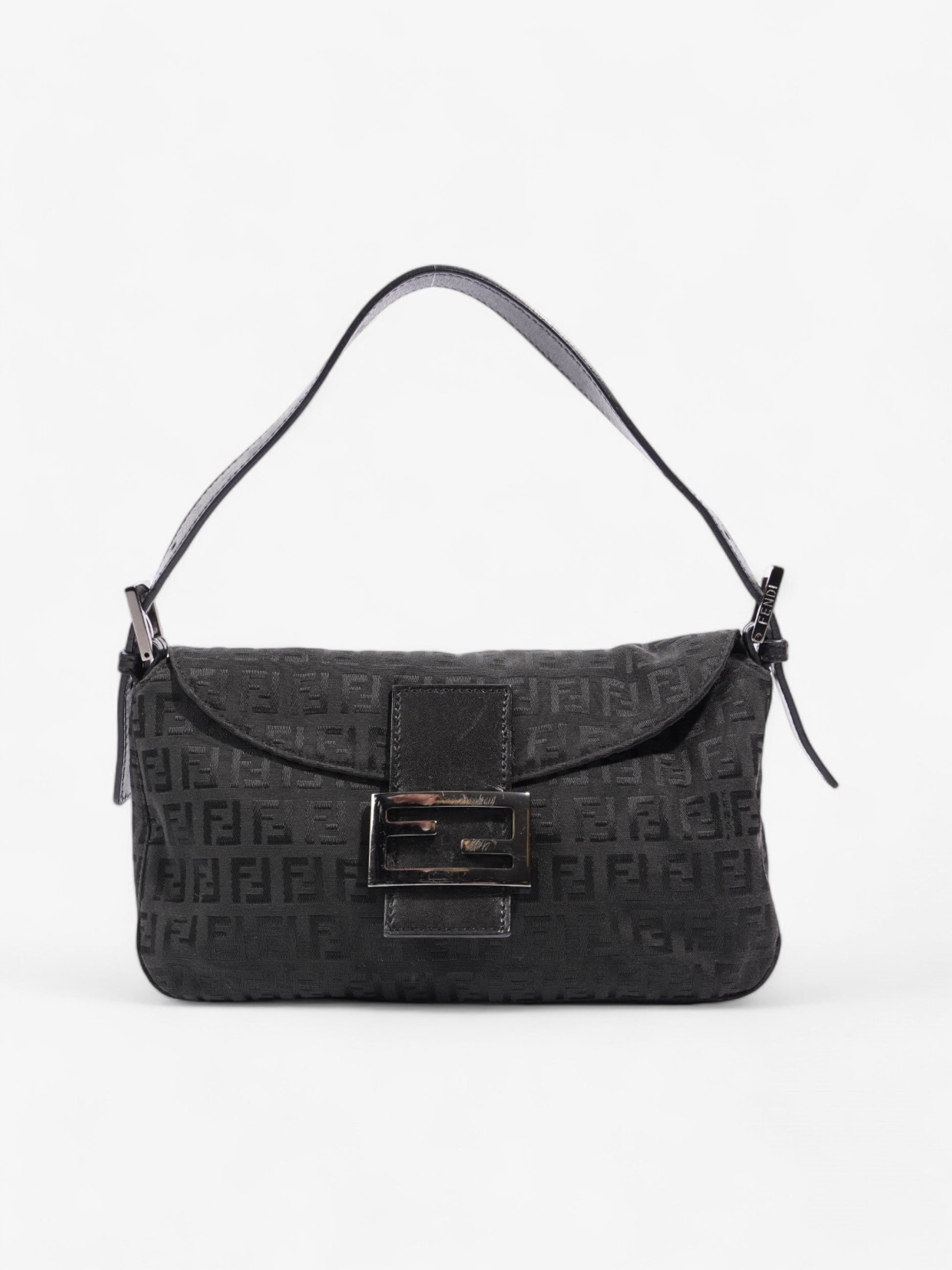 Fendi Baguette Shoulder Bag Canvas Black