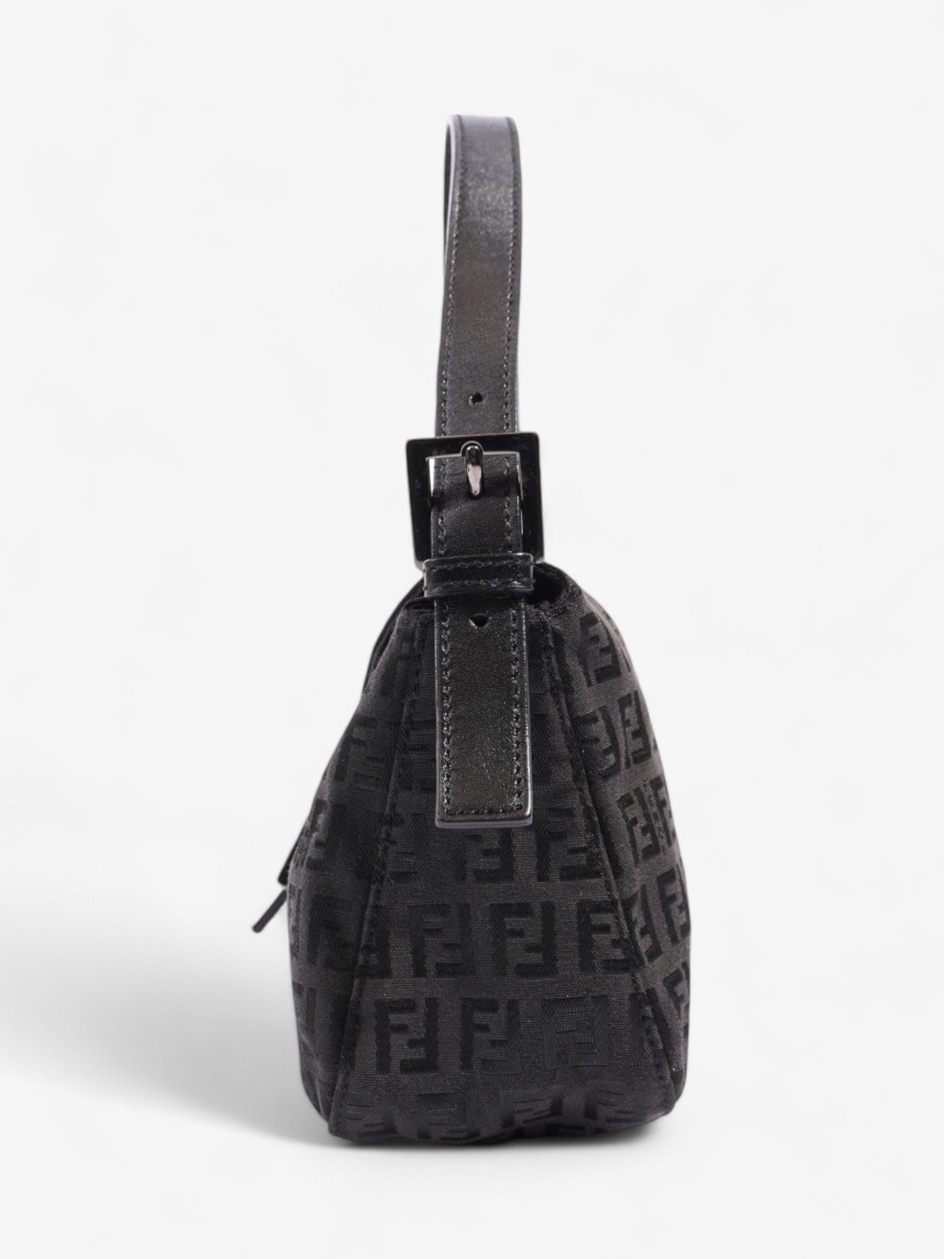 Fendi Baguette Shoulder Bag Canvas Black
