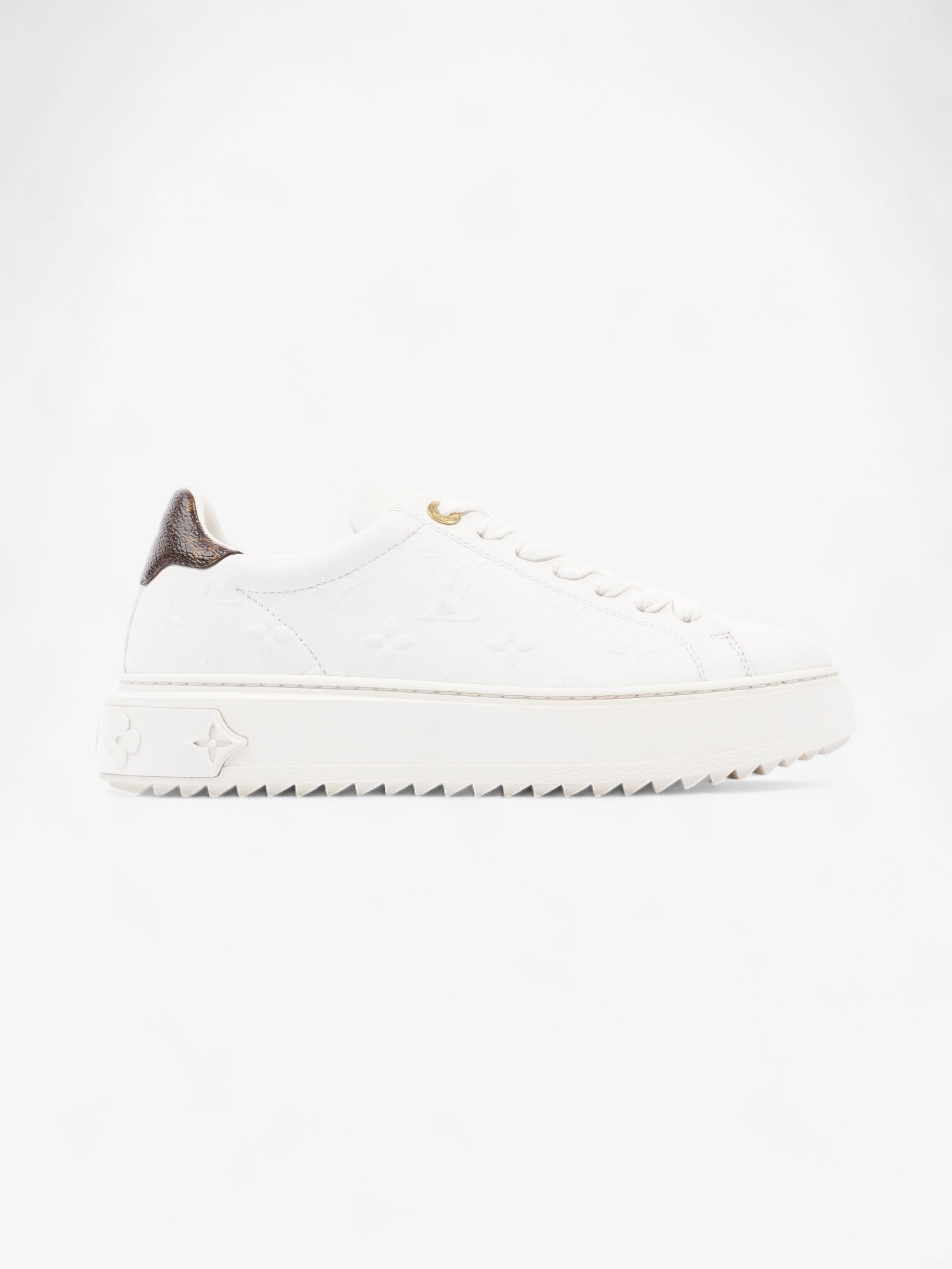 Louis Vuitton Time Out Sneaker EU 36.5 UK Monogram White Brown Leather Shoes