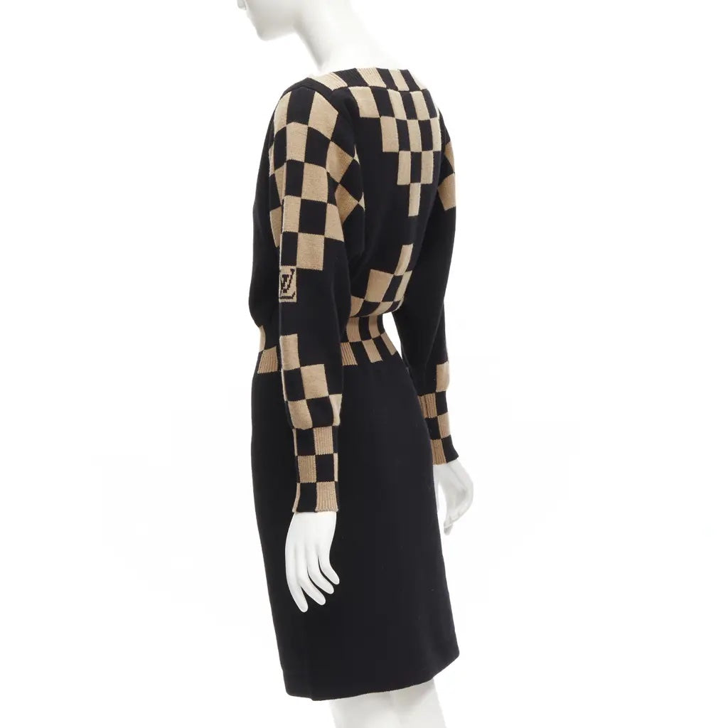 Louis Vuitton CHECK WOOL MID LENGTH DRESS Damier Apparel