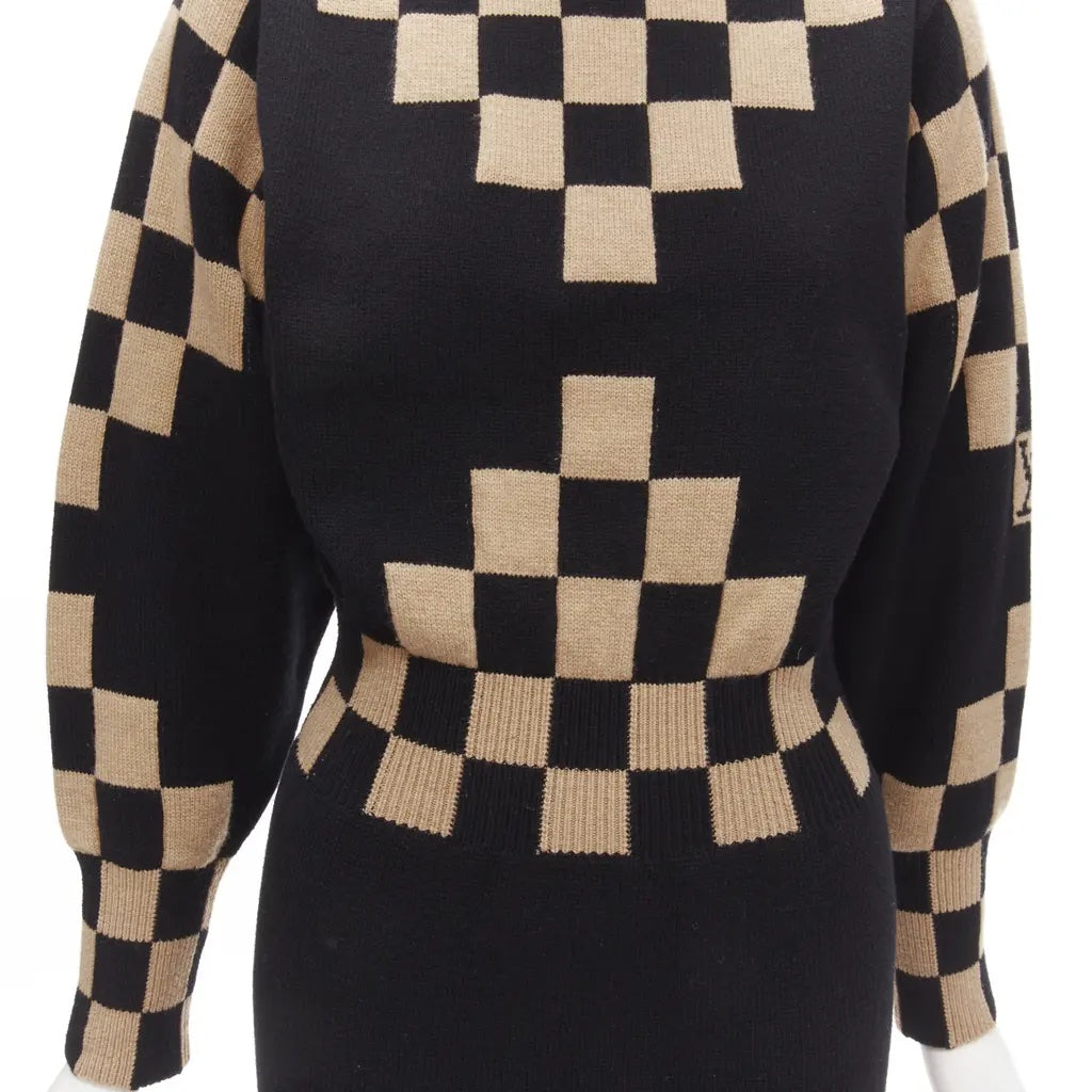 Louis Vuitton CHECK WOOL MID LENGTH DRESS Damier Apparel