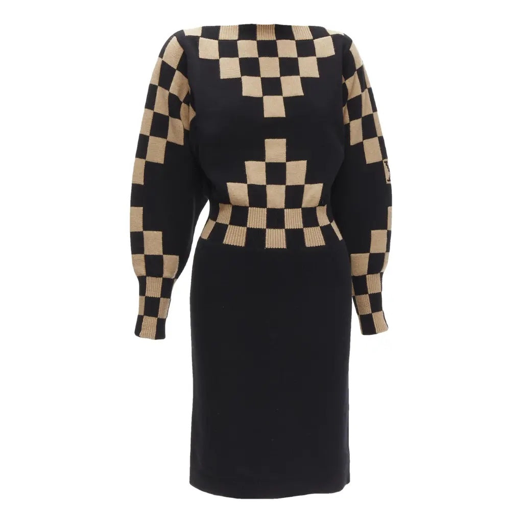 Louis Vuitton CHECK WOOL MID LENGTH DRESS Damier Apparel