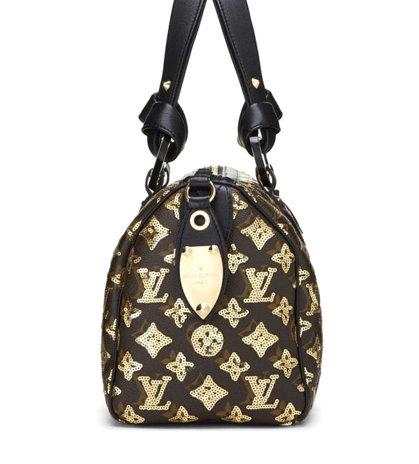 Louis Vuitton ECLIPSE LIMITED EDITION SPEEDY 30 Monogram Gold Handbag