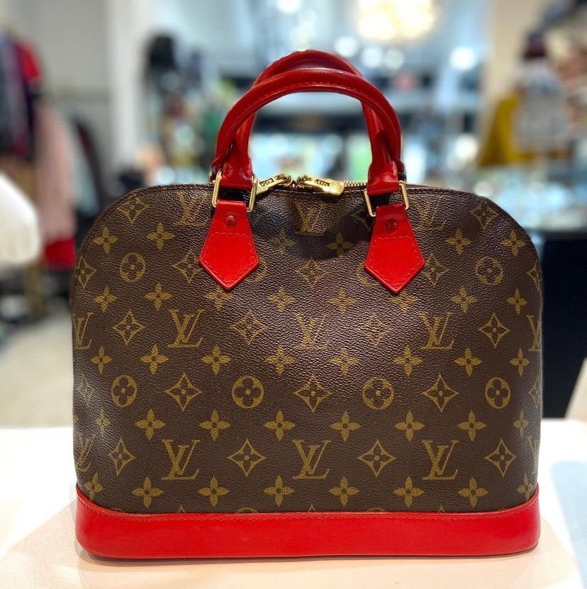 Louis Vuitton ALMA PM CUSTOM Monogram Red Handbag